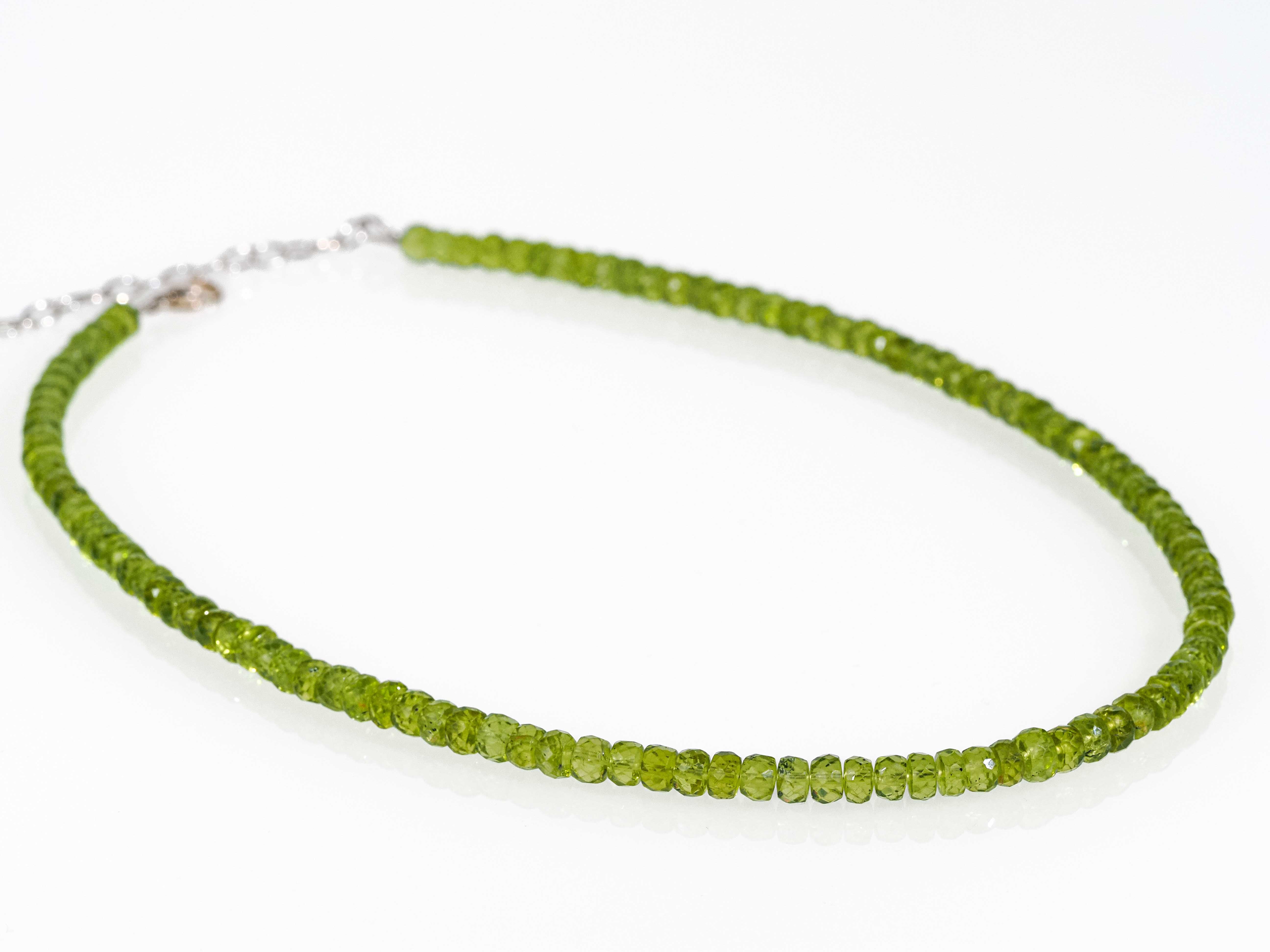 Peridot Kette grün 42,5cm plus 5cm Sterling Silber - elstardesign