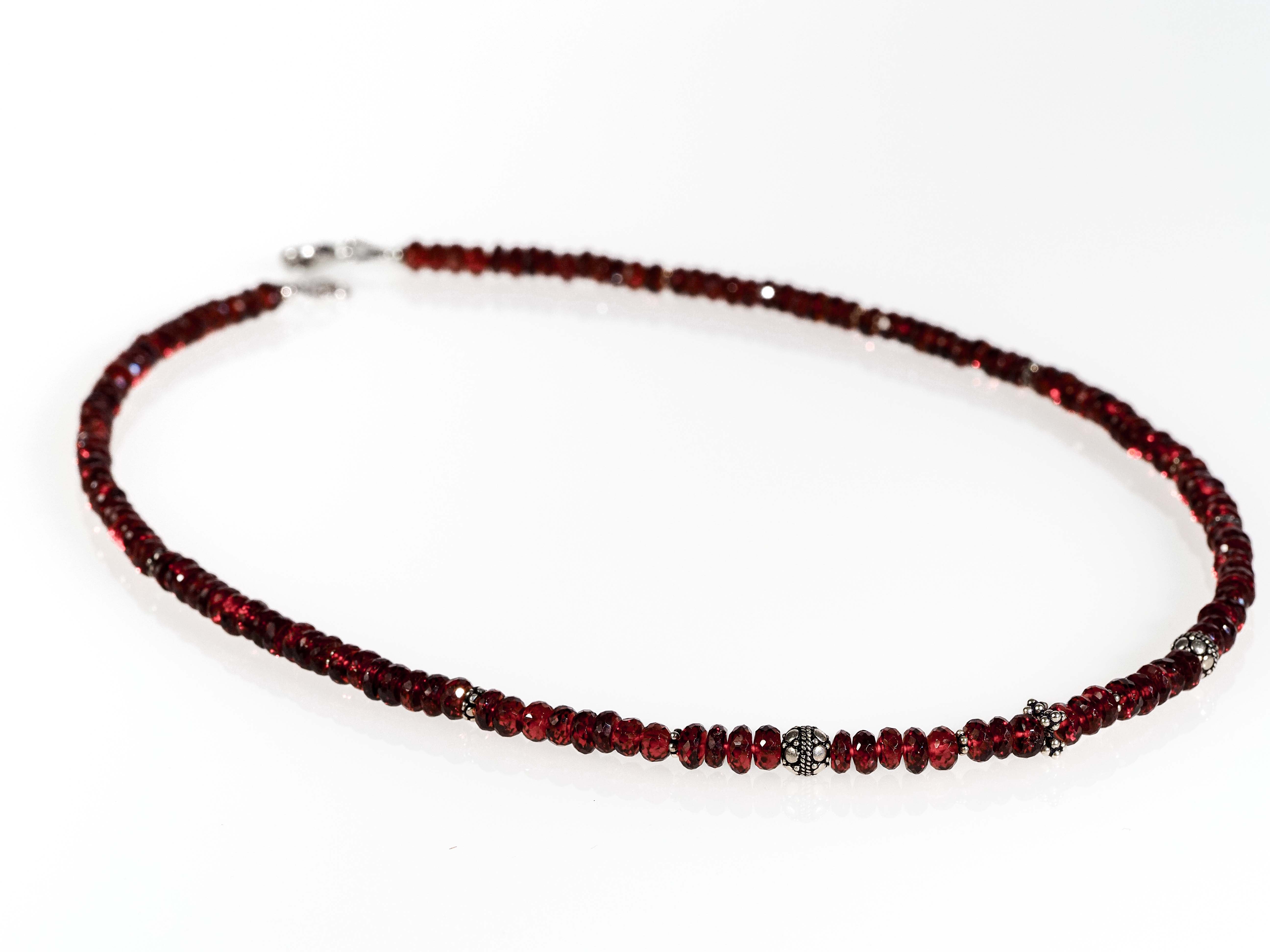Mosambik Granat Silber Kette rotes Edelstein Collier - elstardesign
