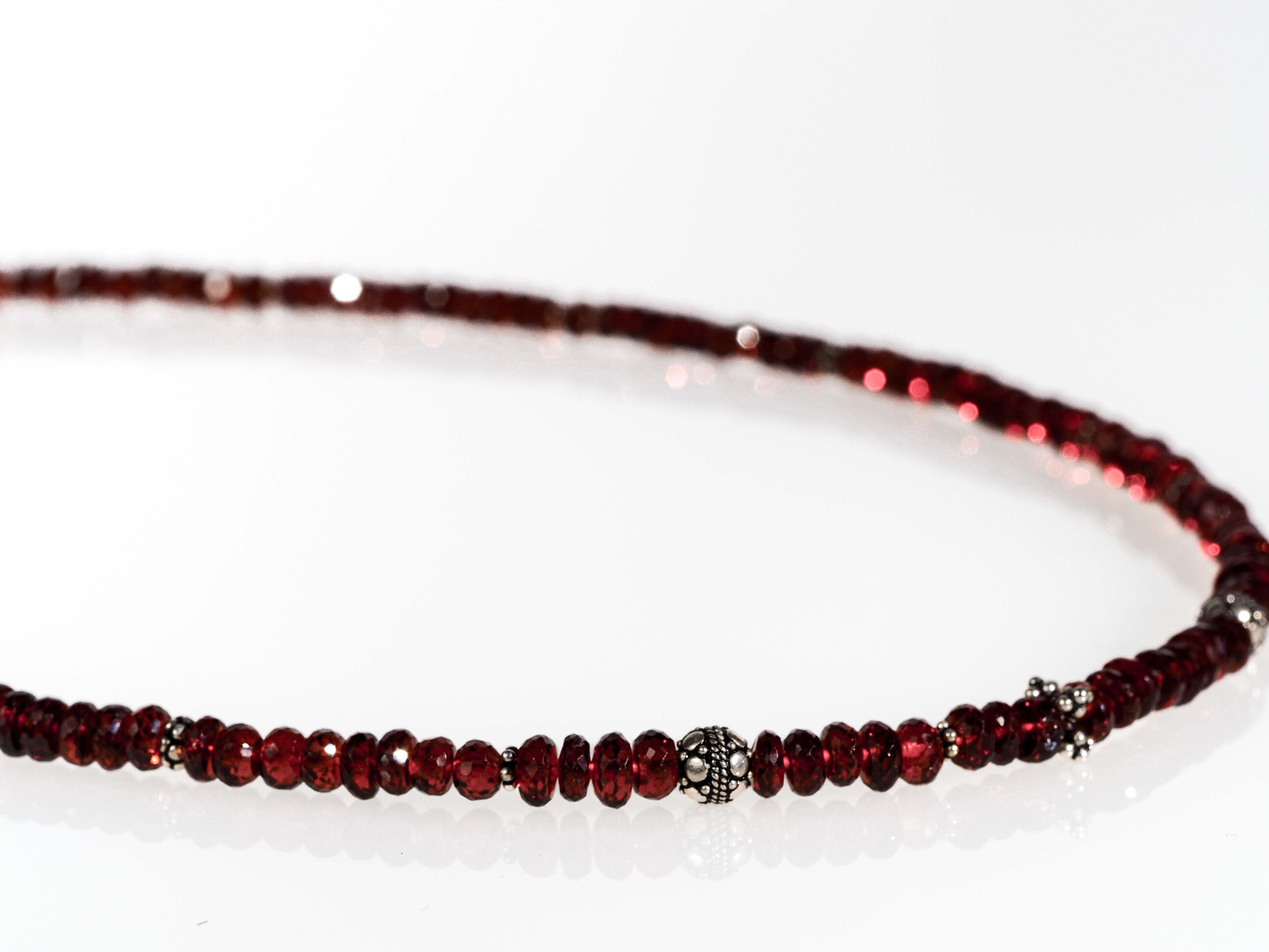 Mosambik Granat Silber Kette rotes Edelstein Collier - elstardesign
