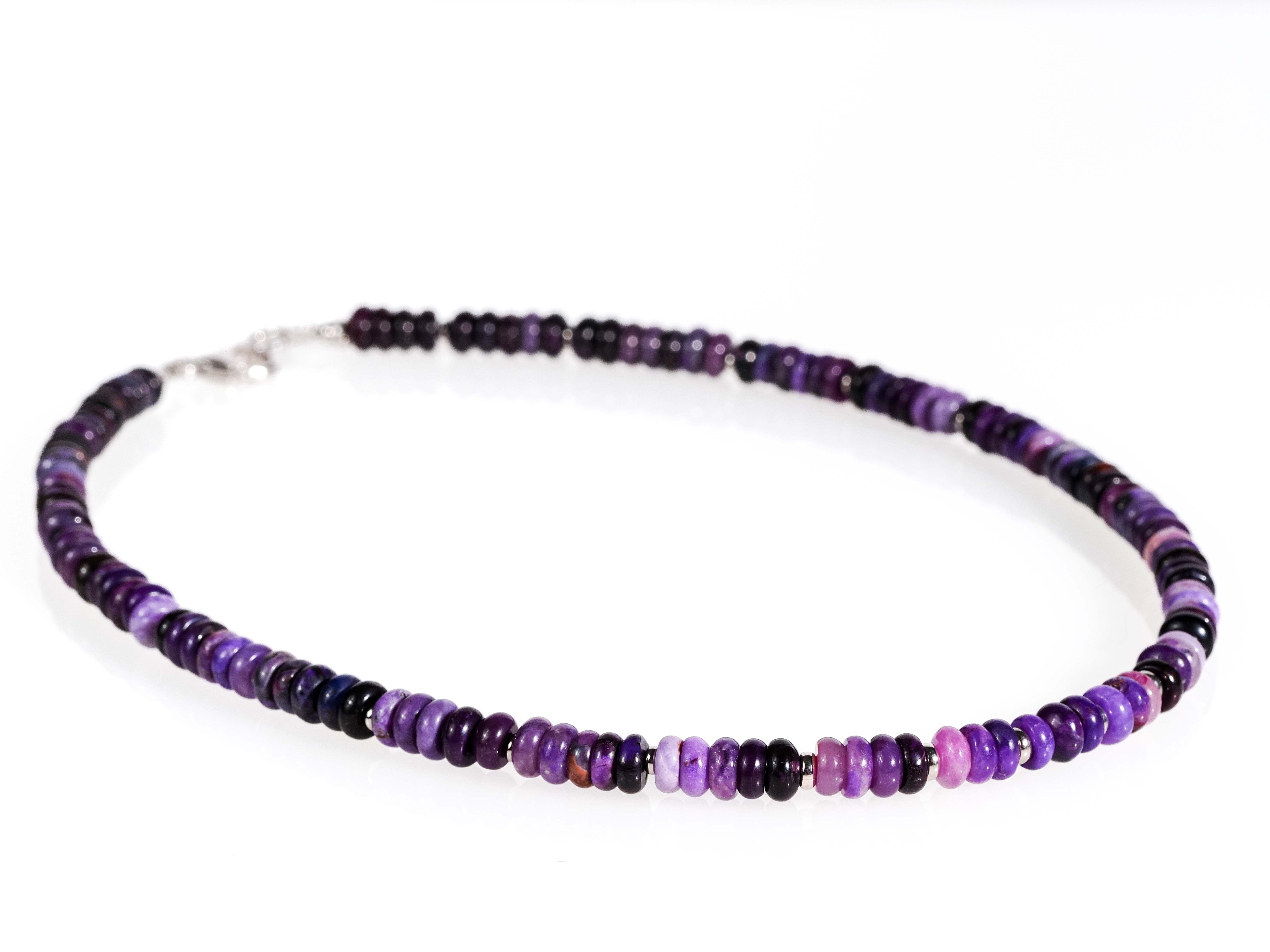 Sugilith Kette Silber 48,5cm AAA Edelsteinkette - elstardesign