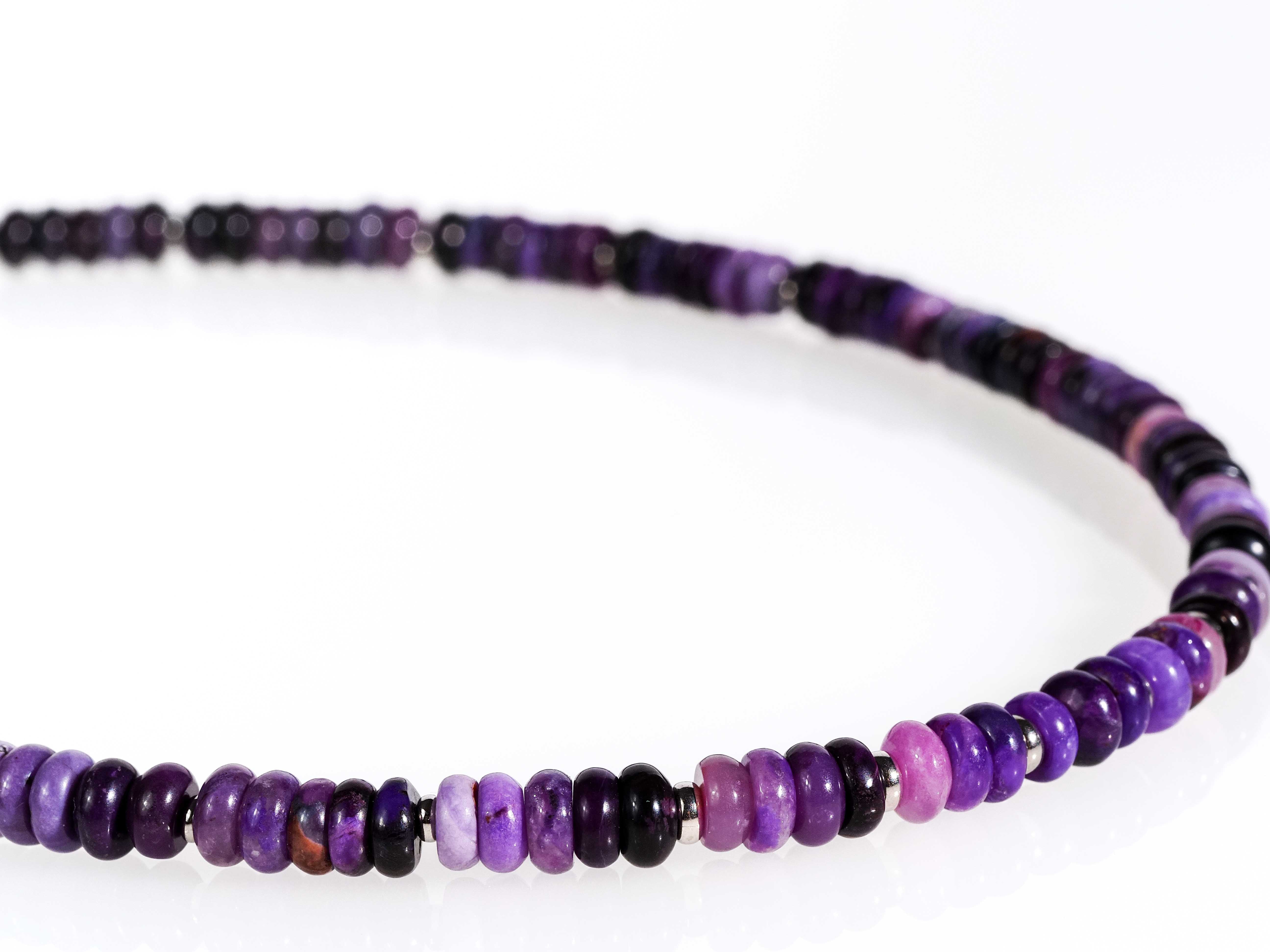 Sugilith Kette Silber 48,5cm AAA Edelsteinkette - elstardesign