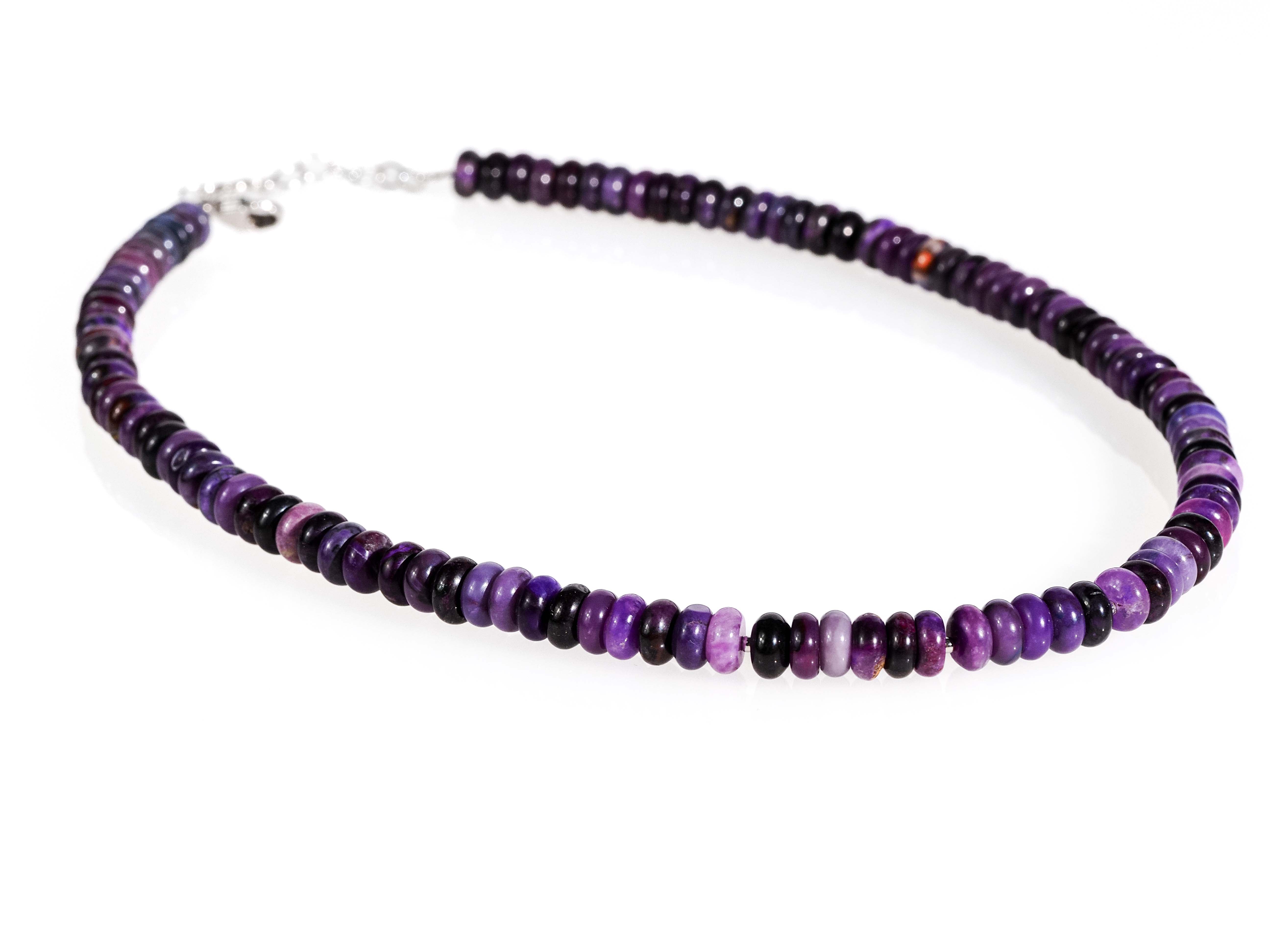 Genuine sugilite necklace - gemstone necklace with sterling silver