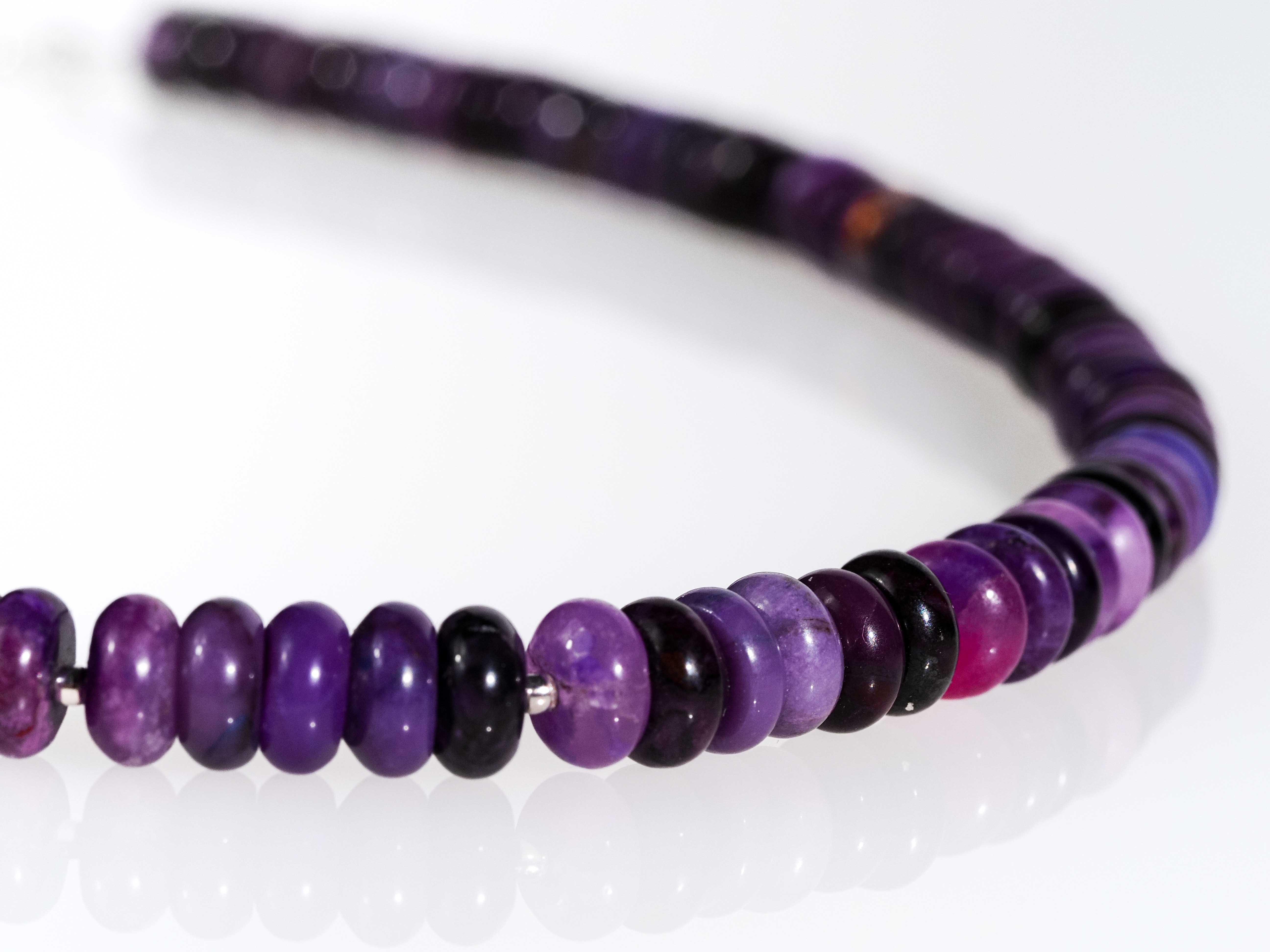 Echte Sugilith Kette - Edelsteinkette mit Sterling Silber