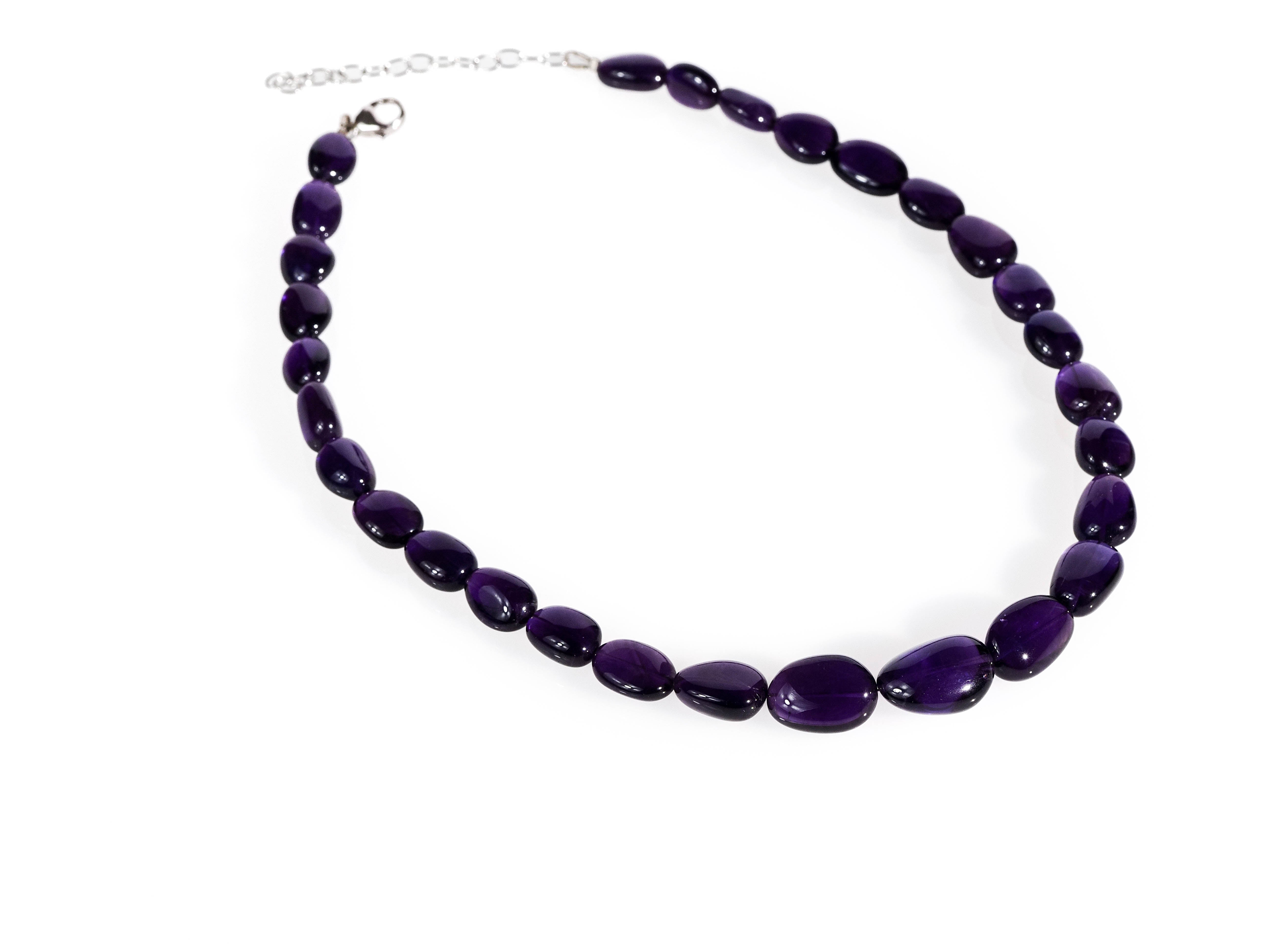 Amethyst Halskette Damen – Natürliche Edelsteinkette mit großen Nugget-Perlen | 925 Silber | Handgefertigt