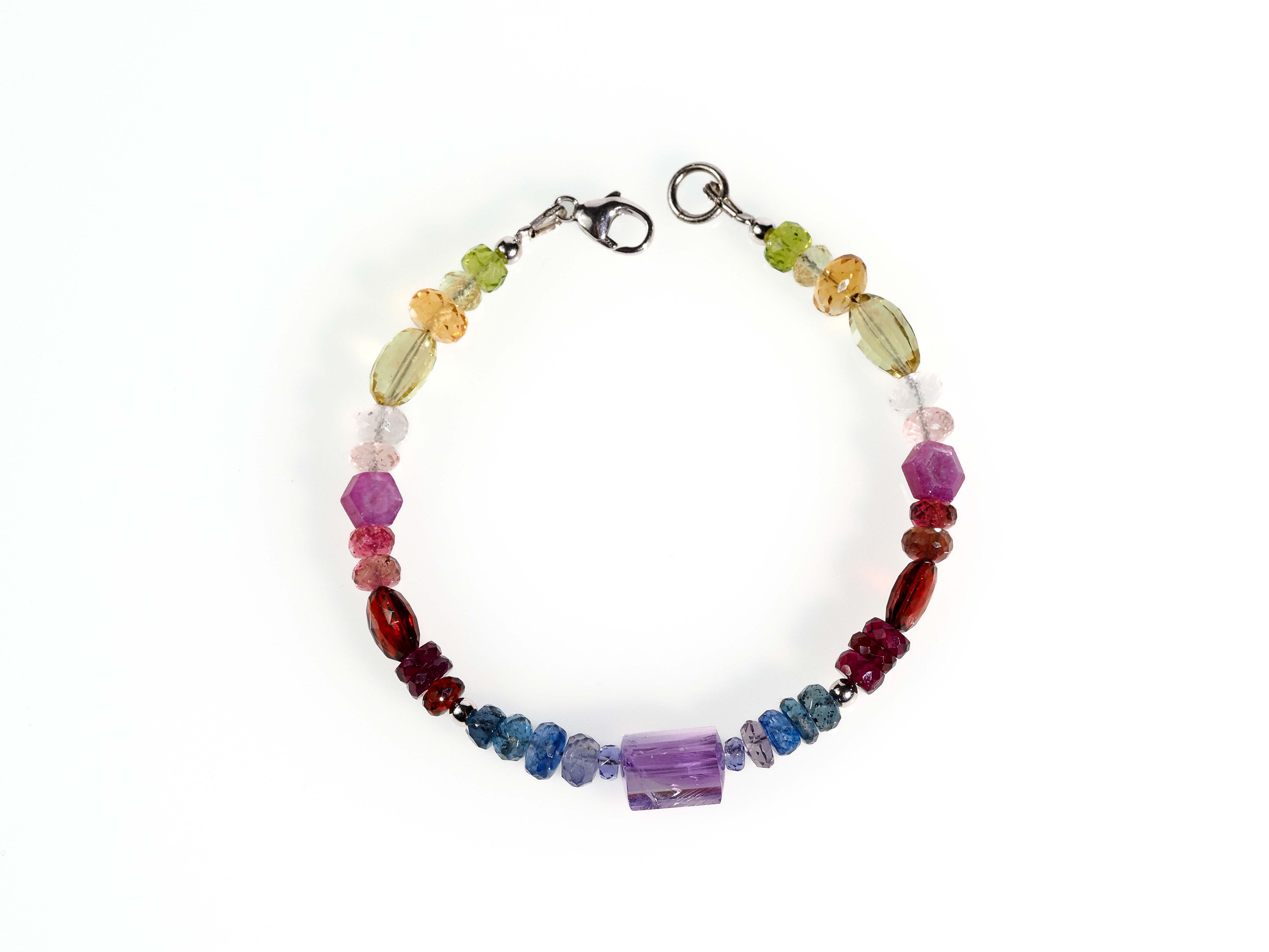 Farbintensives Edelstein Armband Multi Color – 925 Silber - elstardesign
