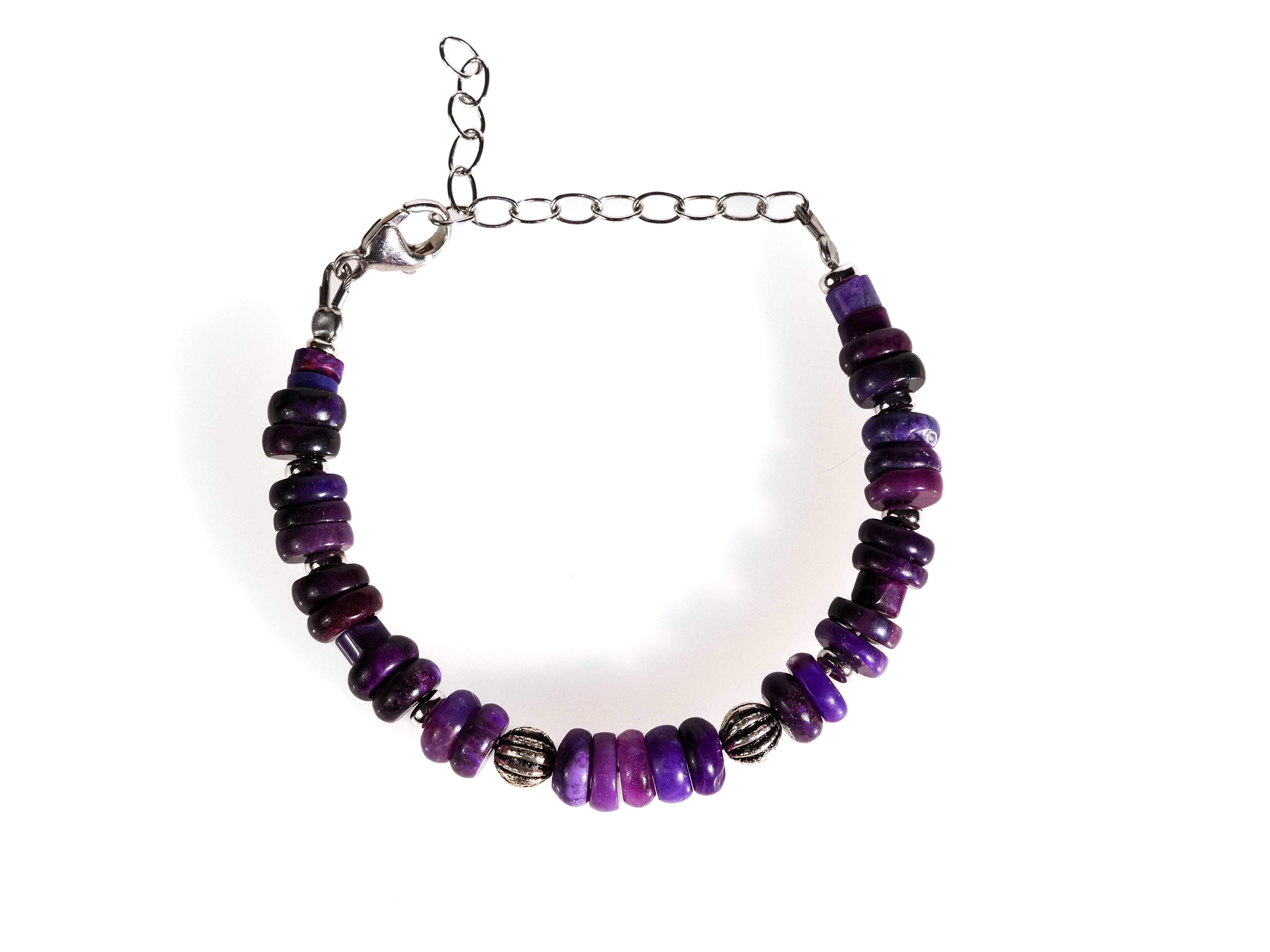Sugilit Armband 100% Natur lila Edelsteinarmband