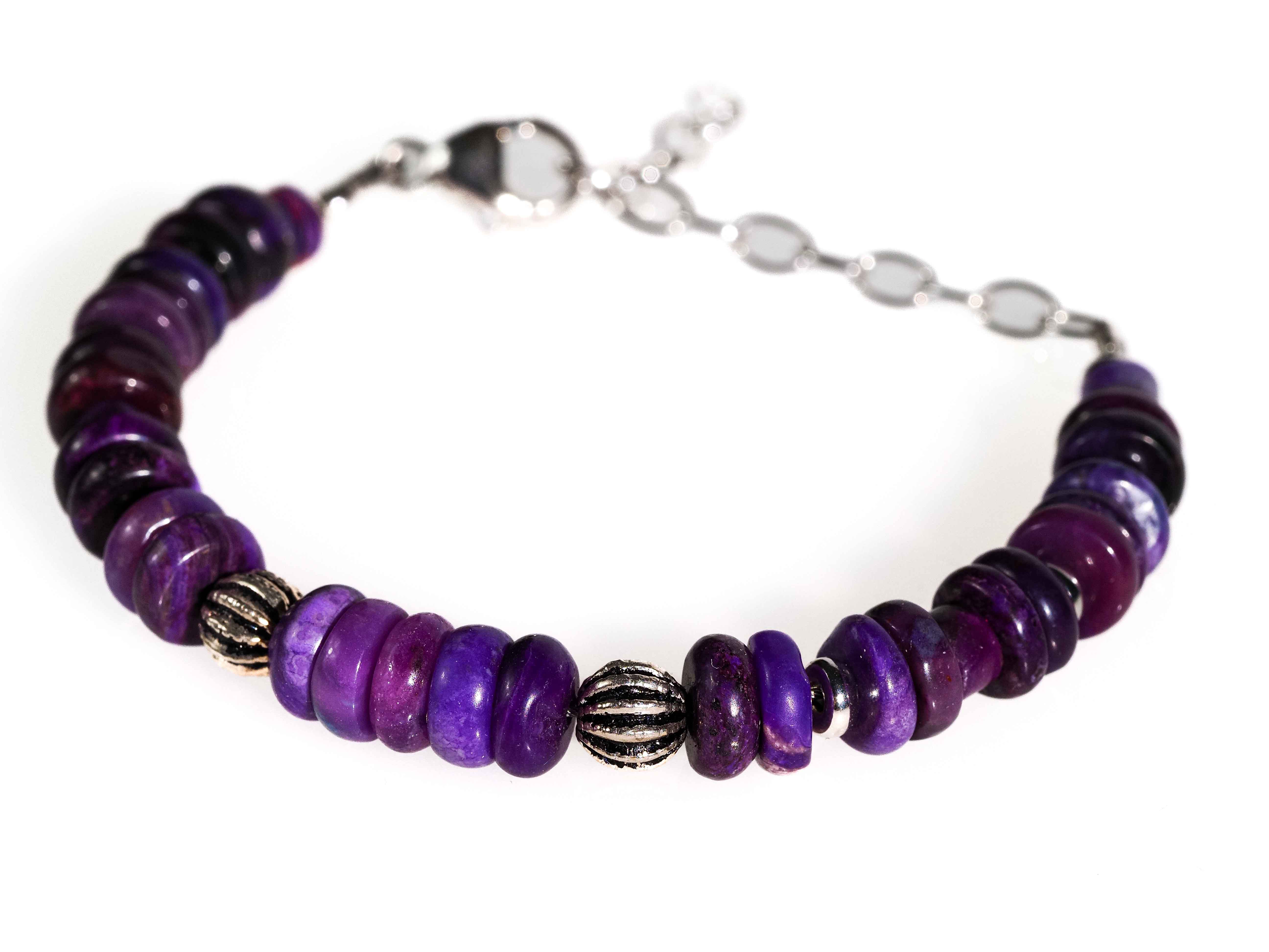 Sugilit Armband 100% Natur lila Edelsteinarmband