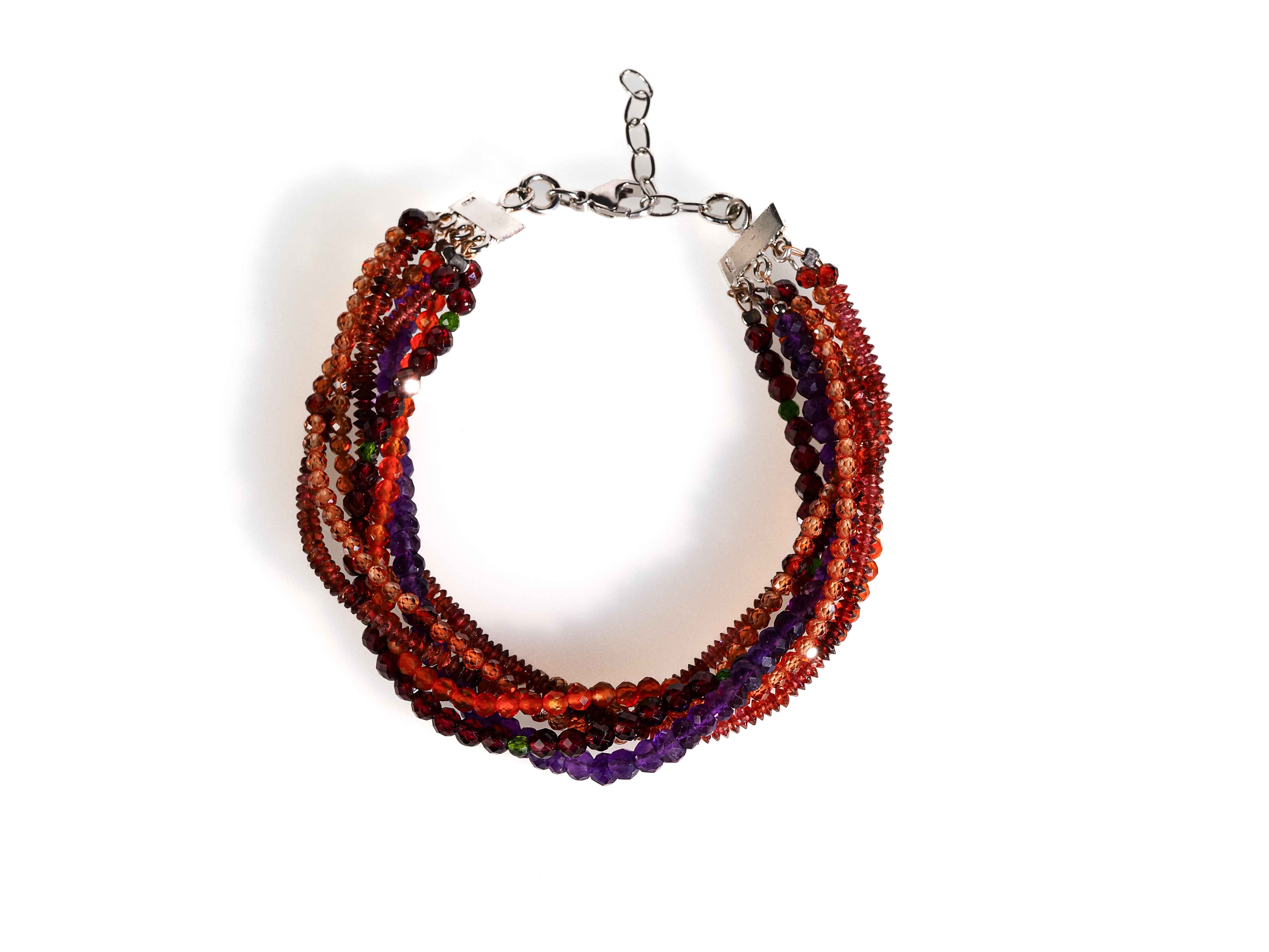 Armband Granat mehrreihig 925er Silber - elstardesign
