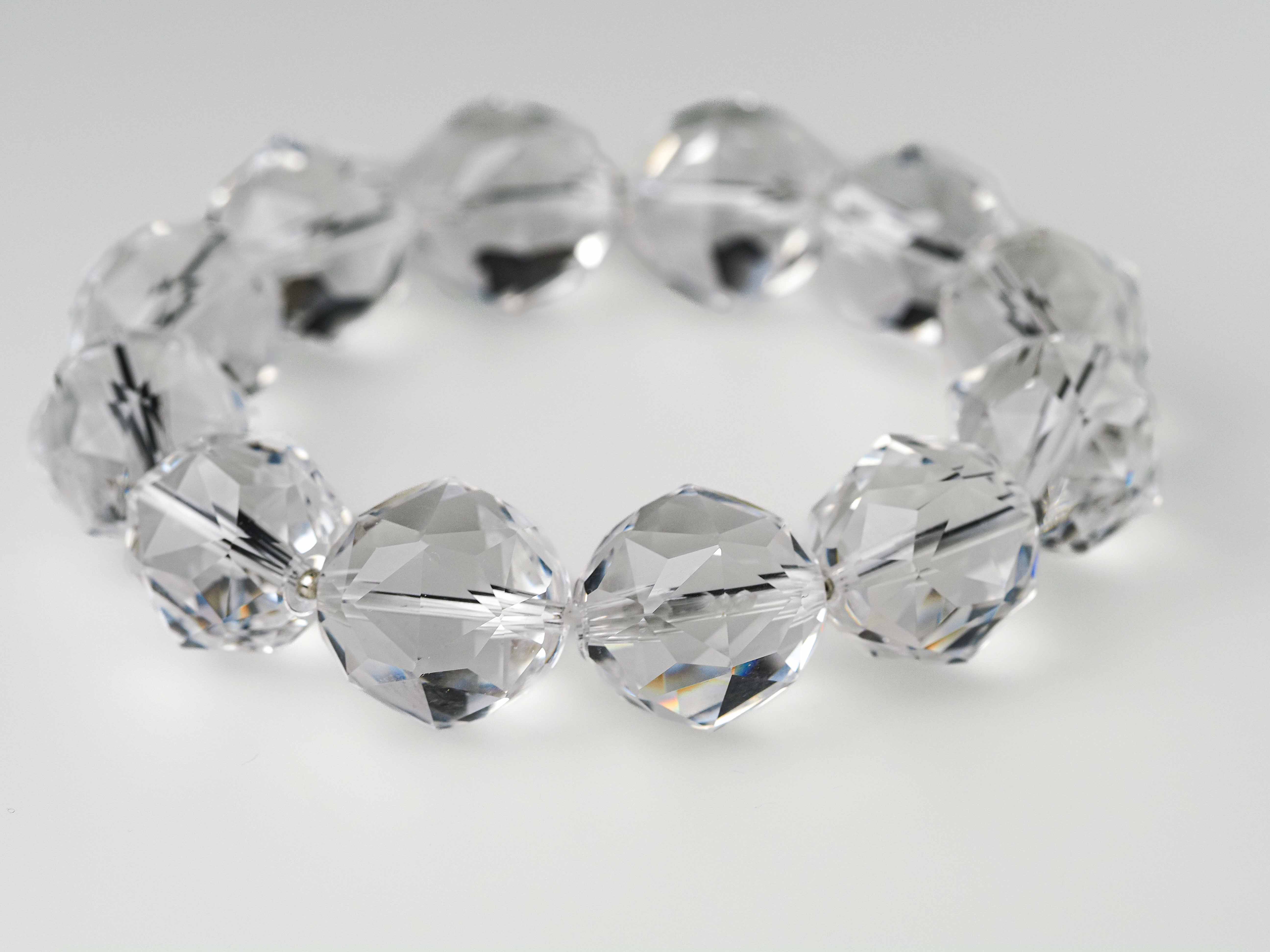 Rock crystal bracelet - faceted drops of clear natural crystal with silver clasp