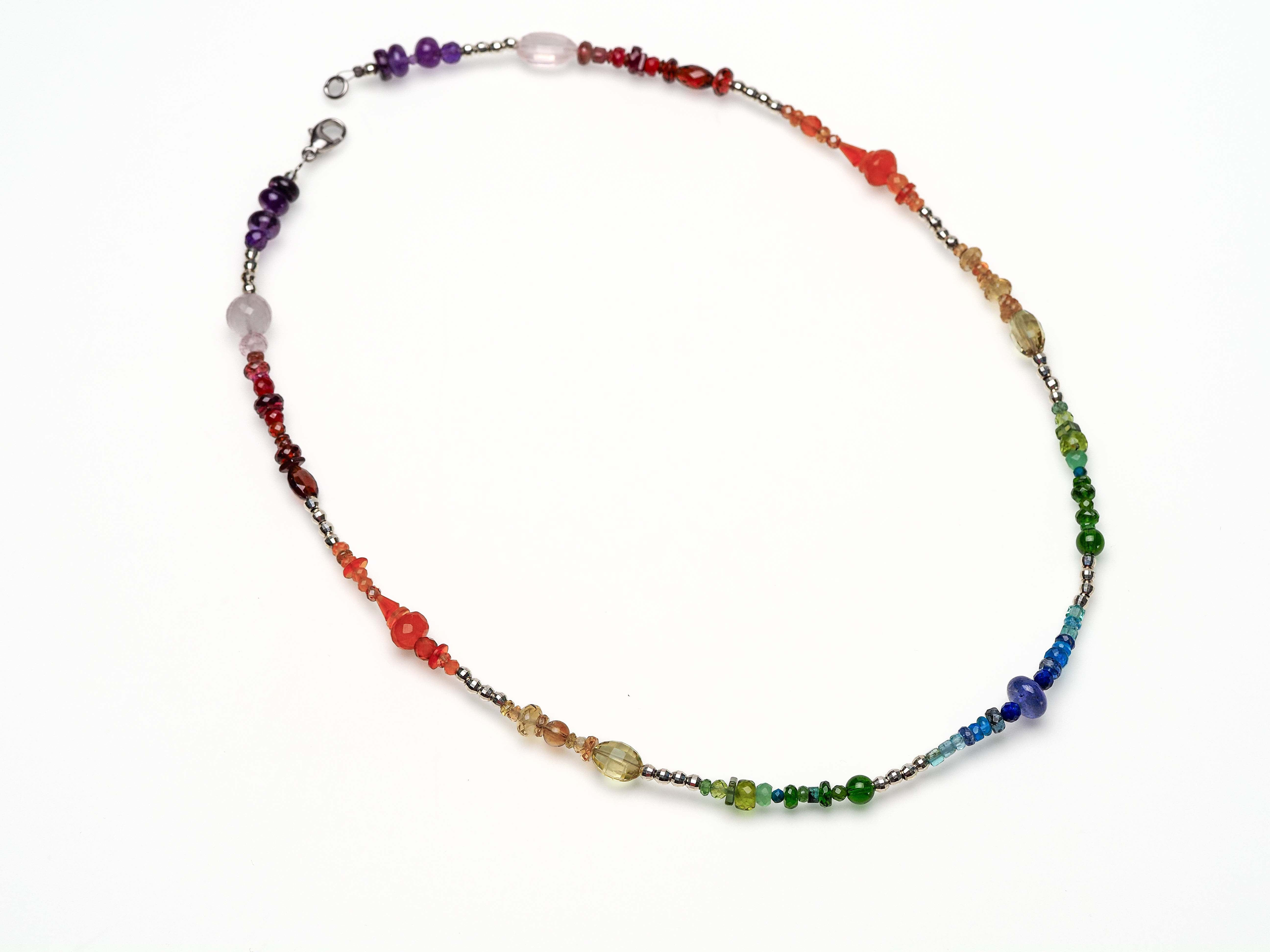 Bunte Edelstein Kette 925er Silber - elstardesign