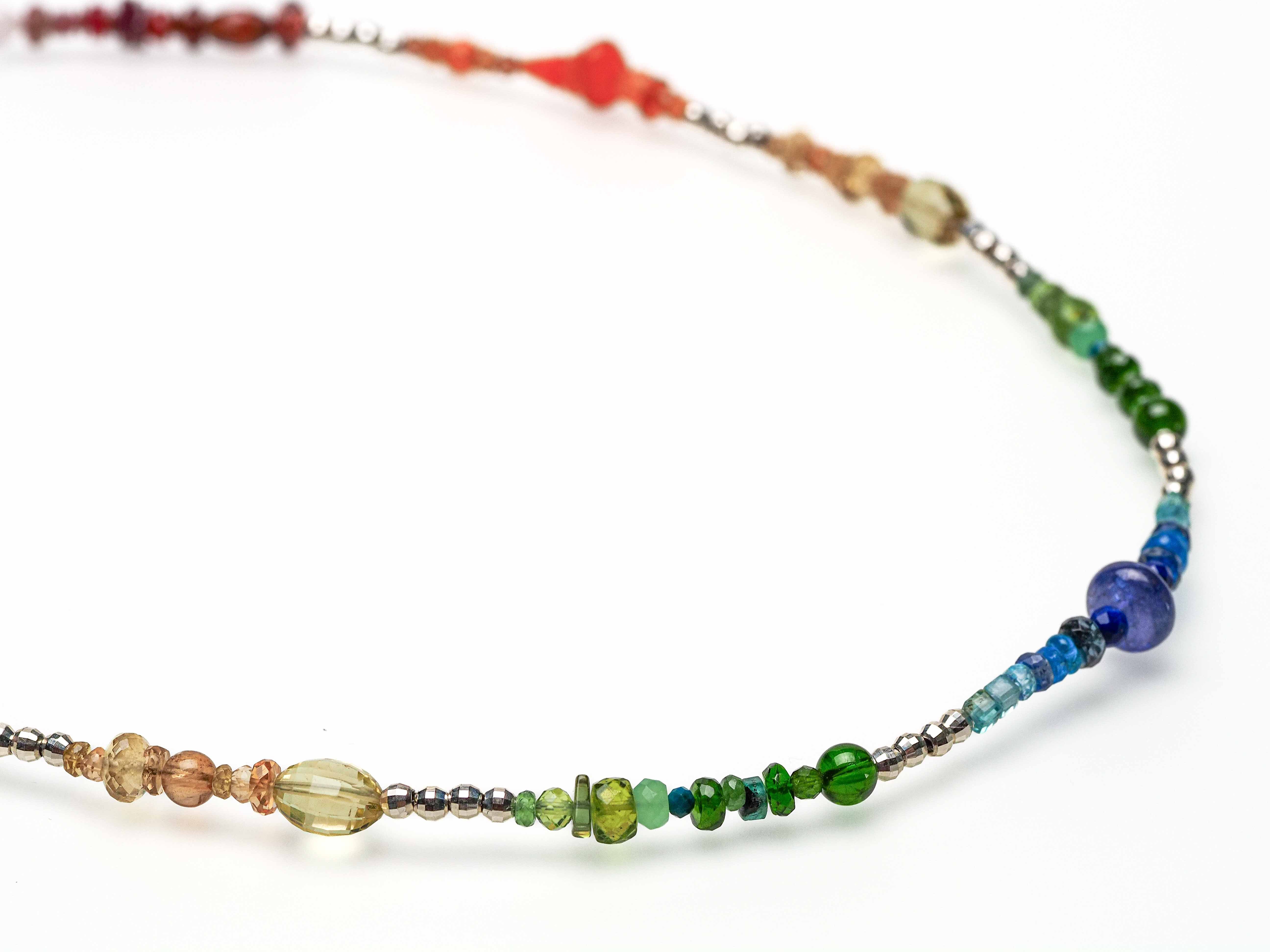 Chakra rainbow tanzanite necklace silver gemstone