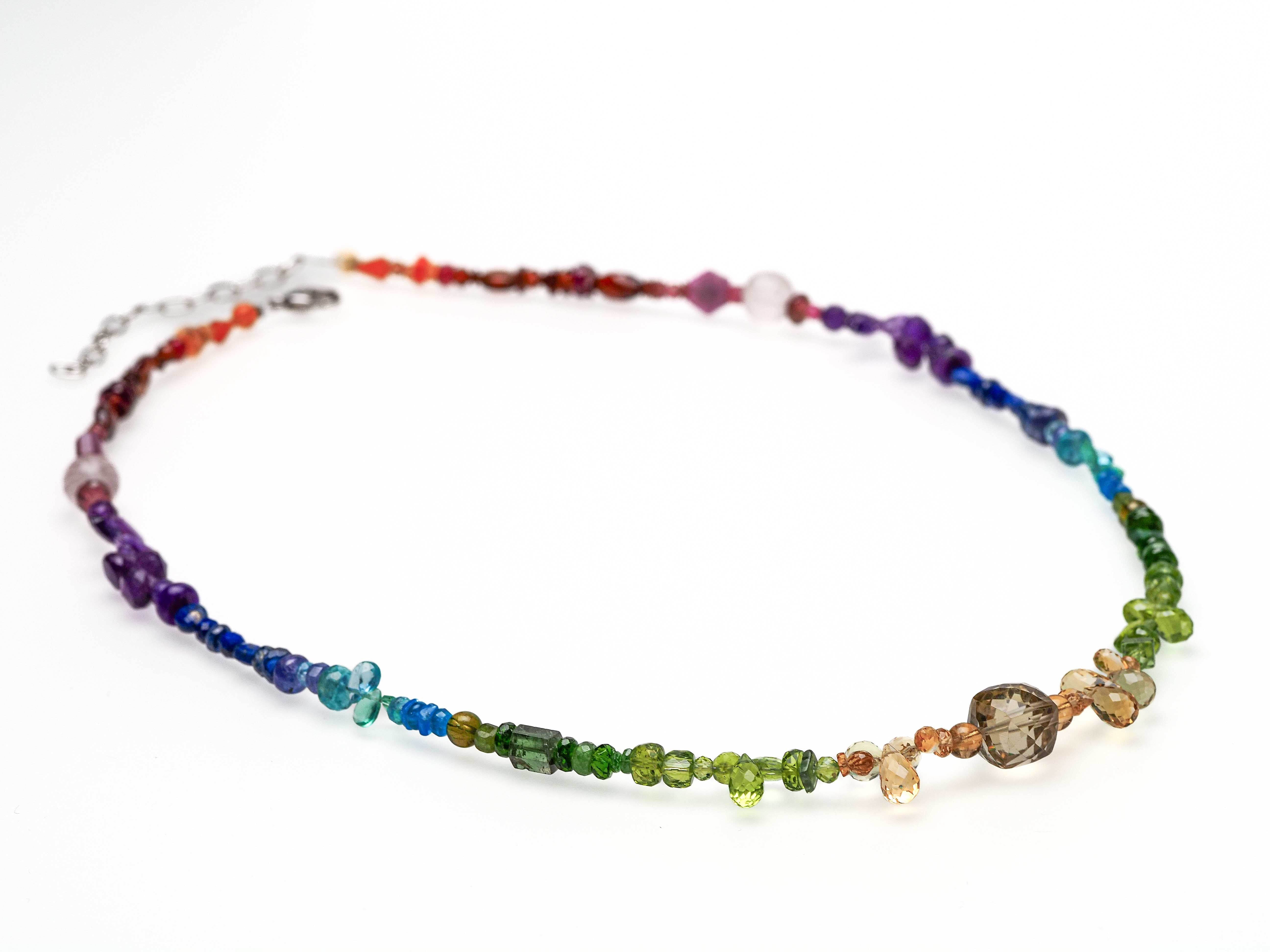Chakra spectral colorful necklace silver 50cm +5cm citrine