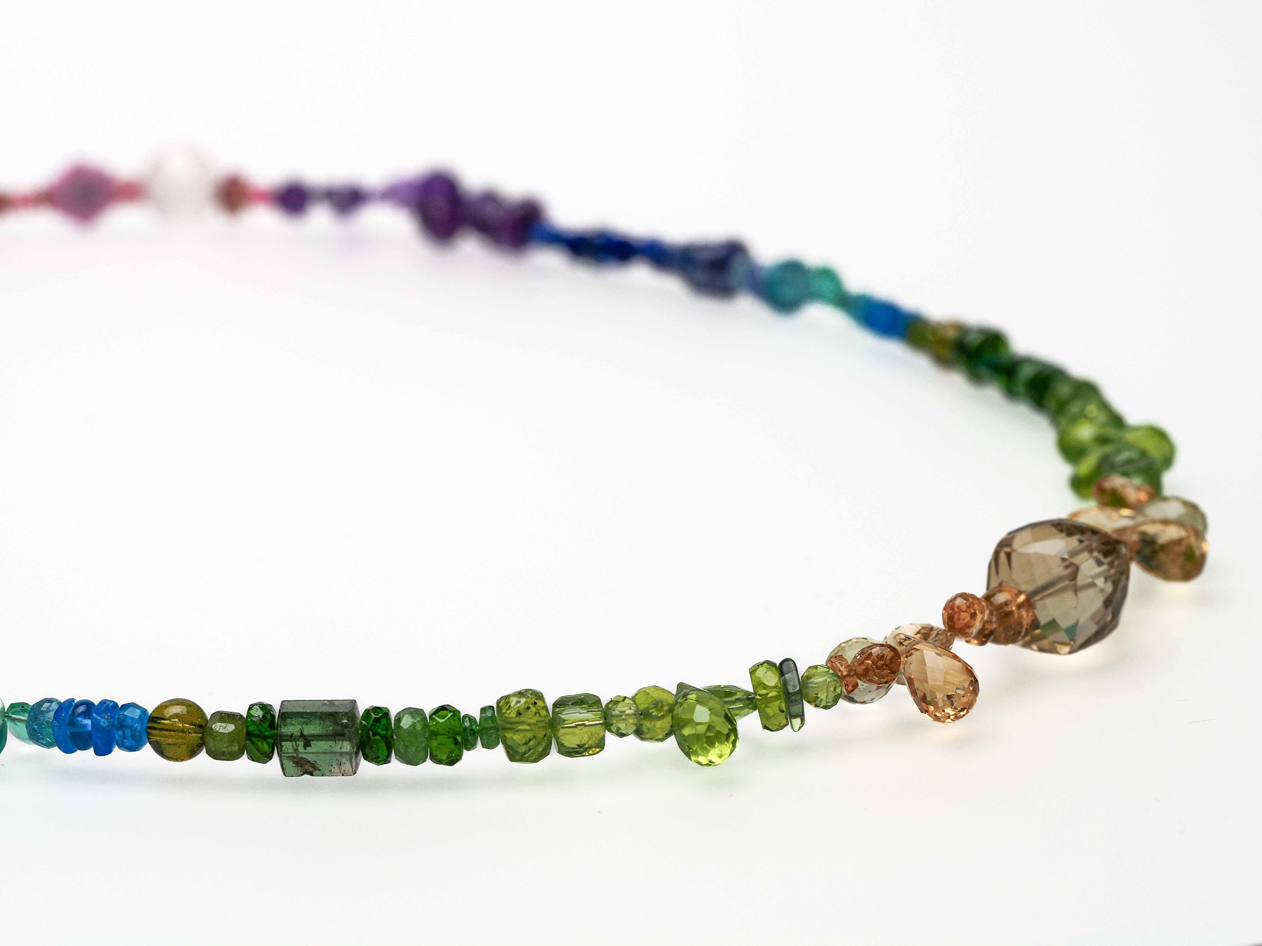 Chakra spectral colorful necklace silver 50cm +5cm citrine