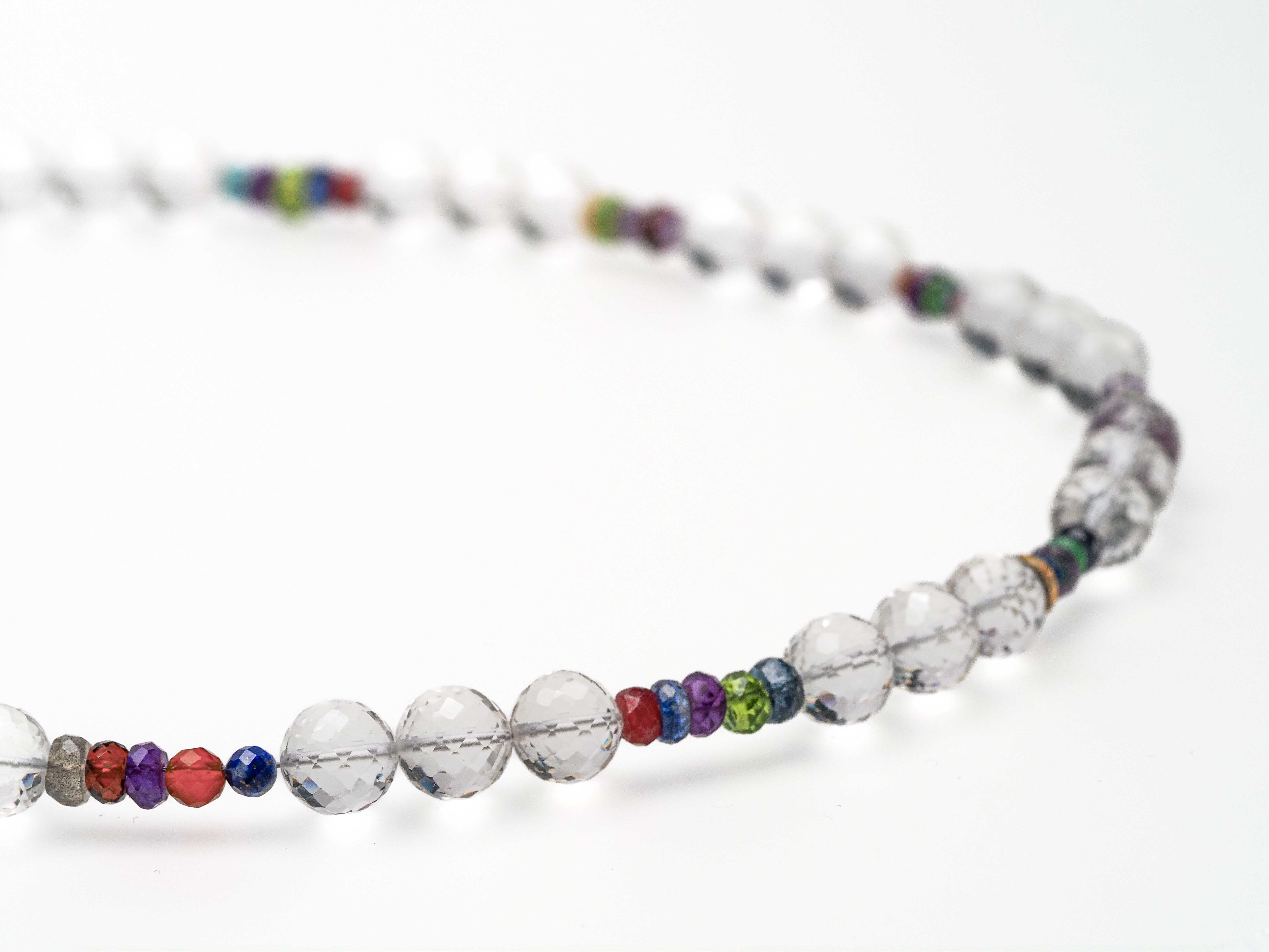 Rock crystal necklace silver gemstone necklace colorful gemstones rock crystal sterling silver rhodium-plated colorful gemstone necklace pink tourmaline