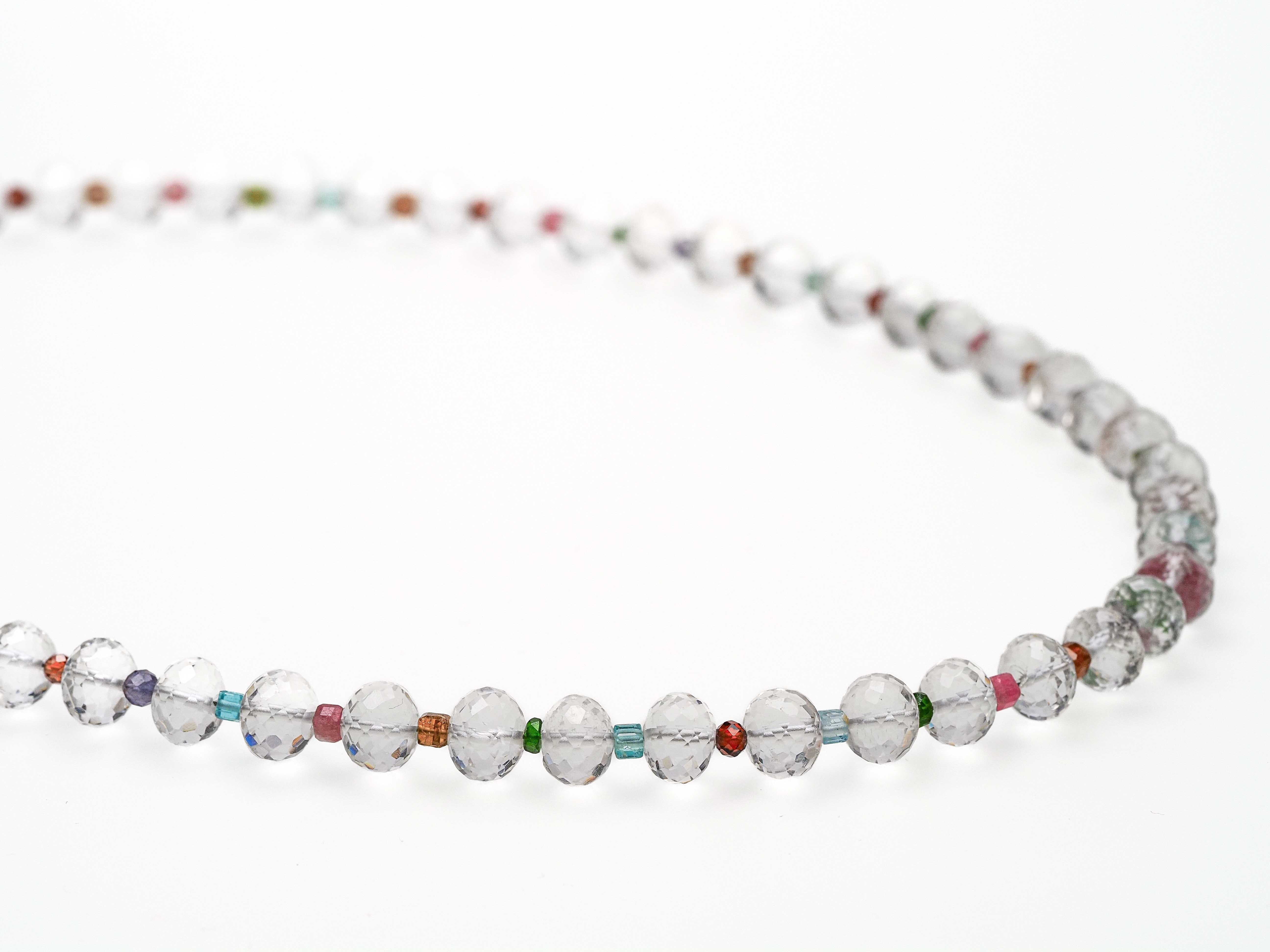 Rock crystal silver necklace crystal colored gemstone necklace