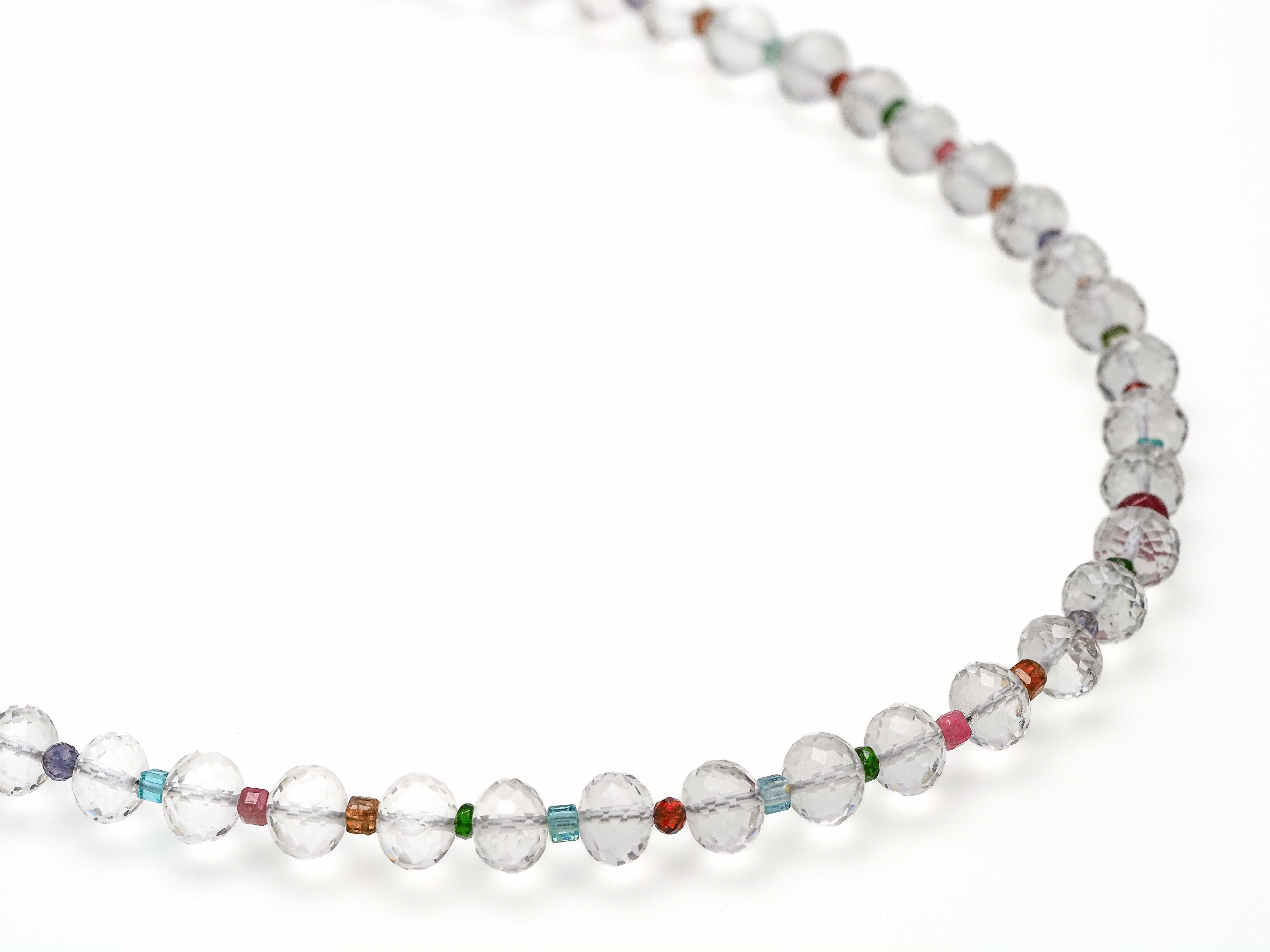 Rock crystal silver necklace crystal colored gemstone necklace