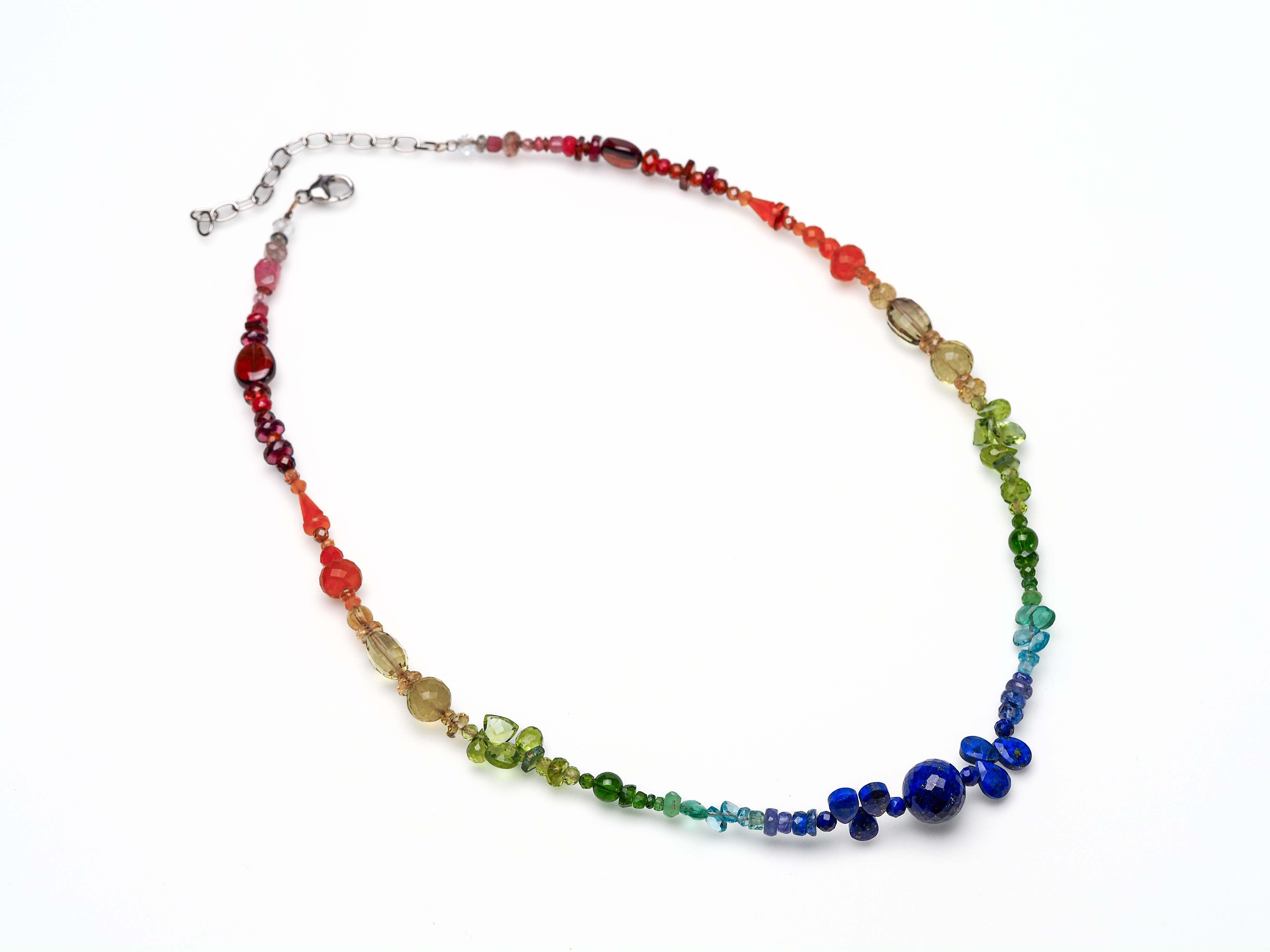 Bunte Edelstein Kette 925er Silber - elstardesign