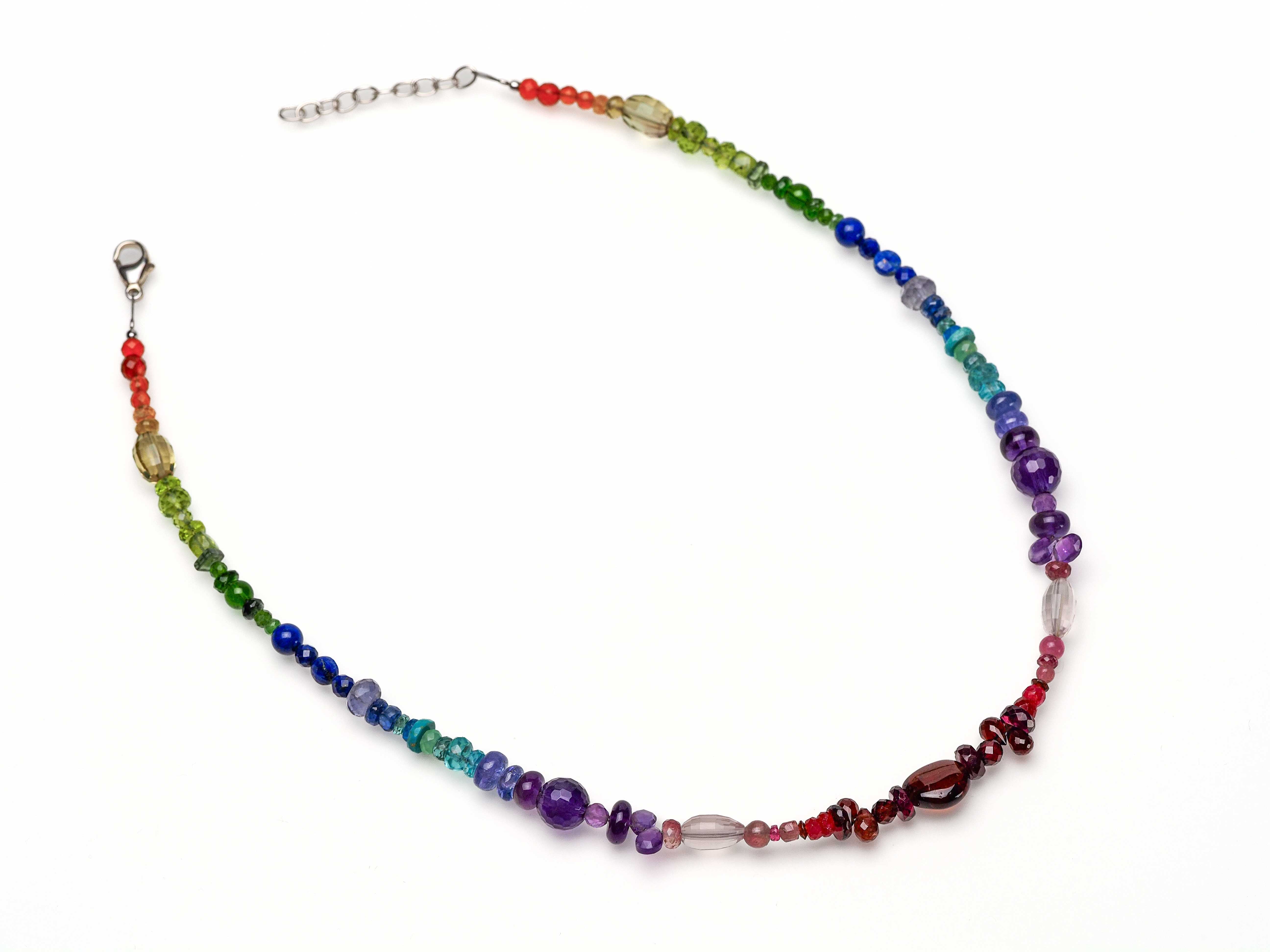 Bunte Edelstein Kette 925er Silber - elstardesign