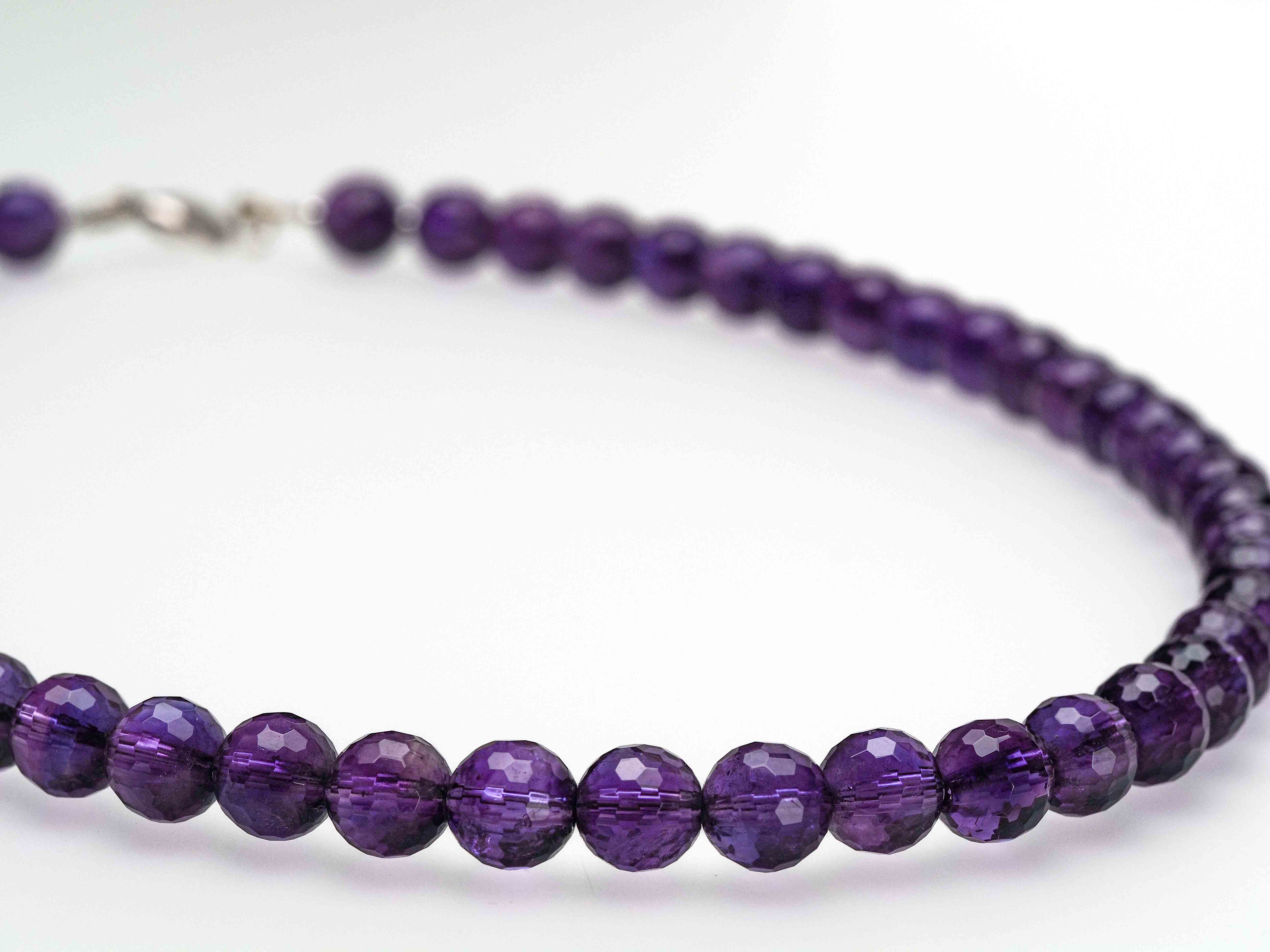Faceted amethyst necklace with 8 mm - 100% natural gemstone necklace