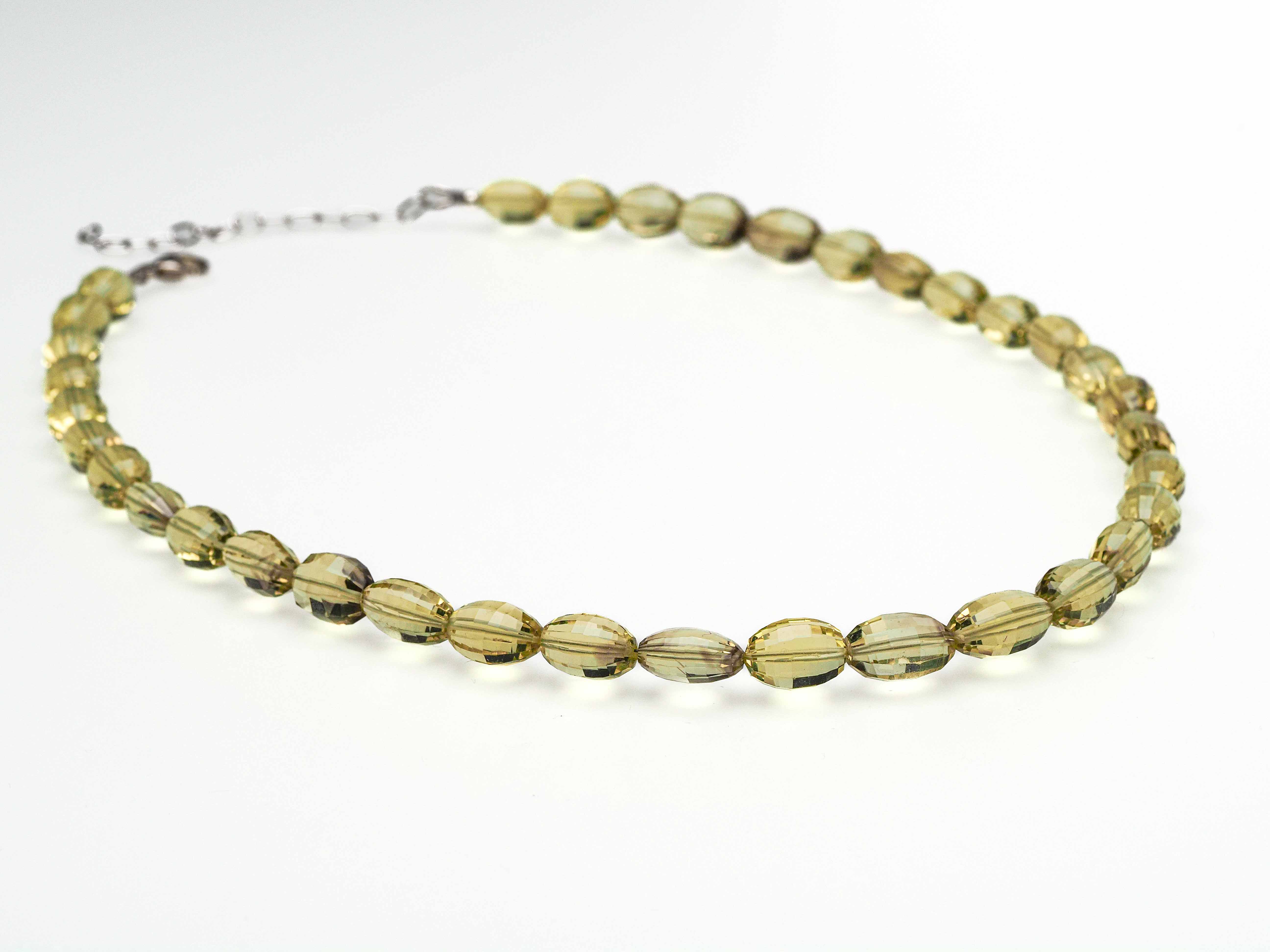 Citrine necklace 45cm plus 6cm sterling silver faceted