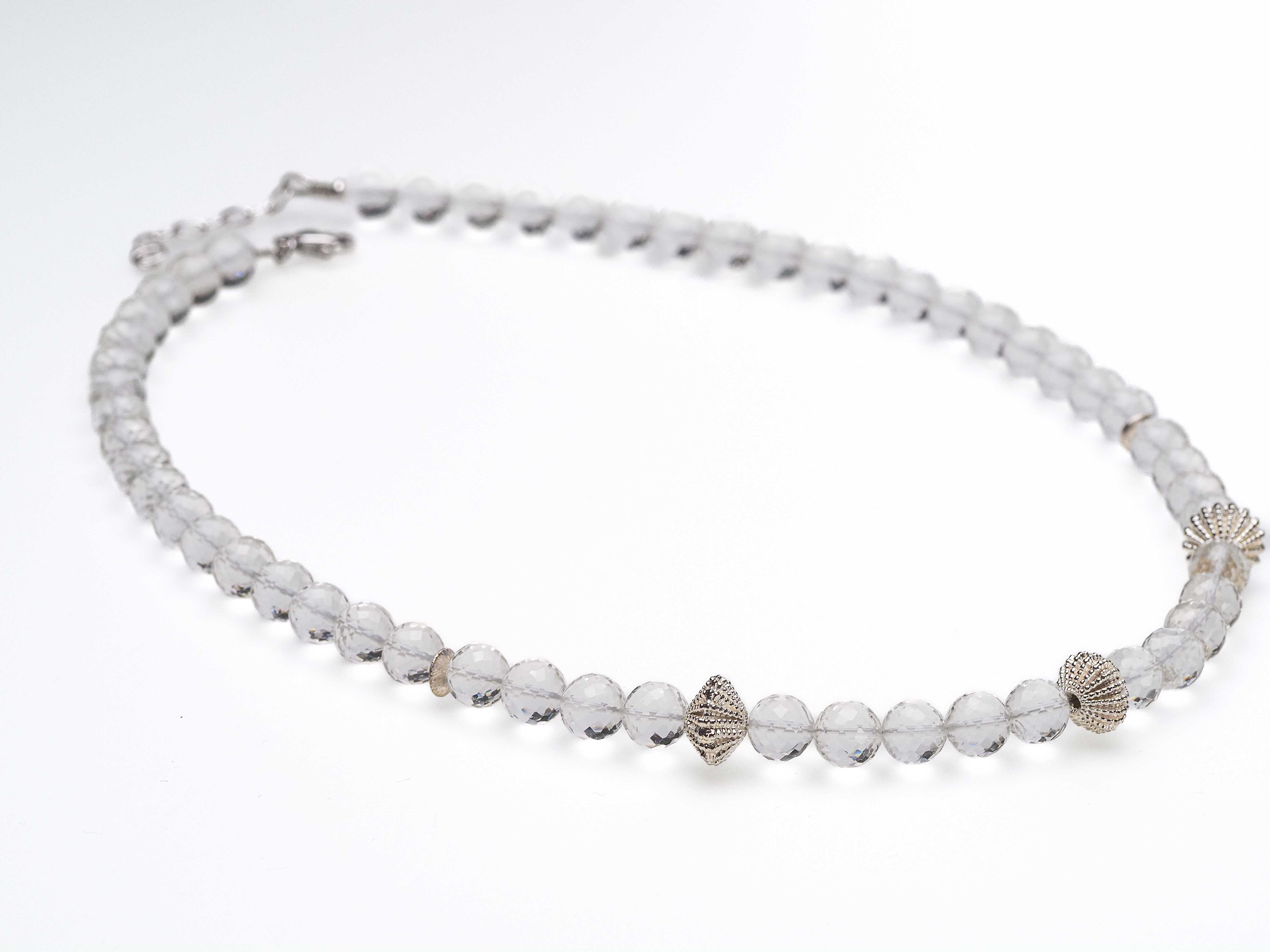 Rock crystal silver necklace crystal gemstone necklace