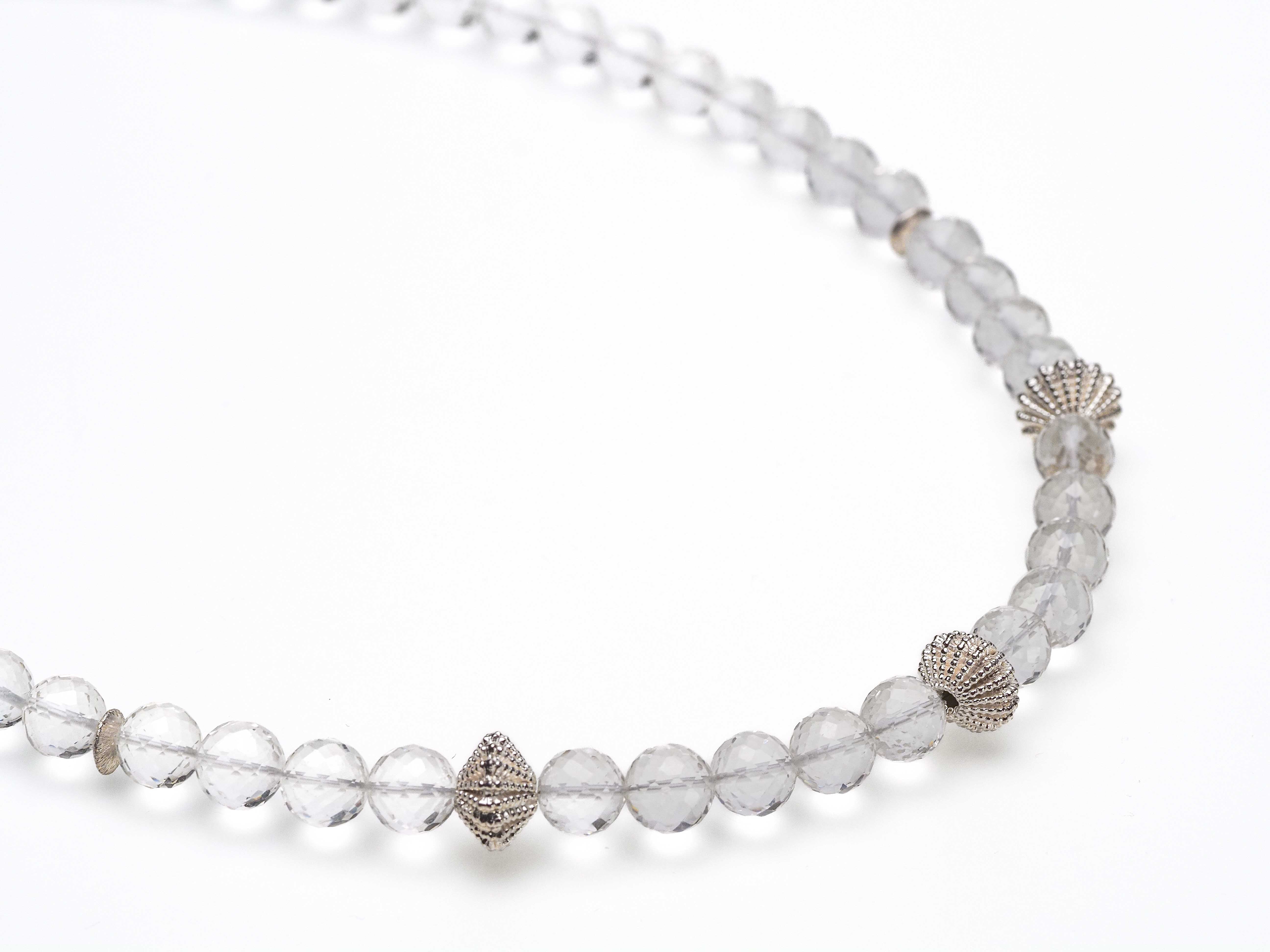 Rock crystal silver necklace crystal gemstone necklace