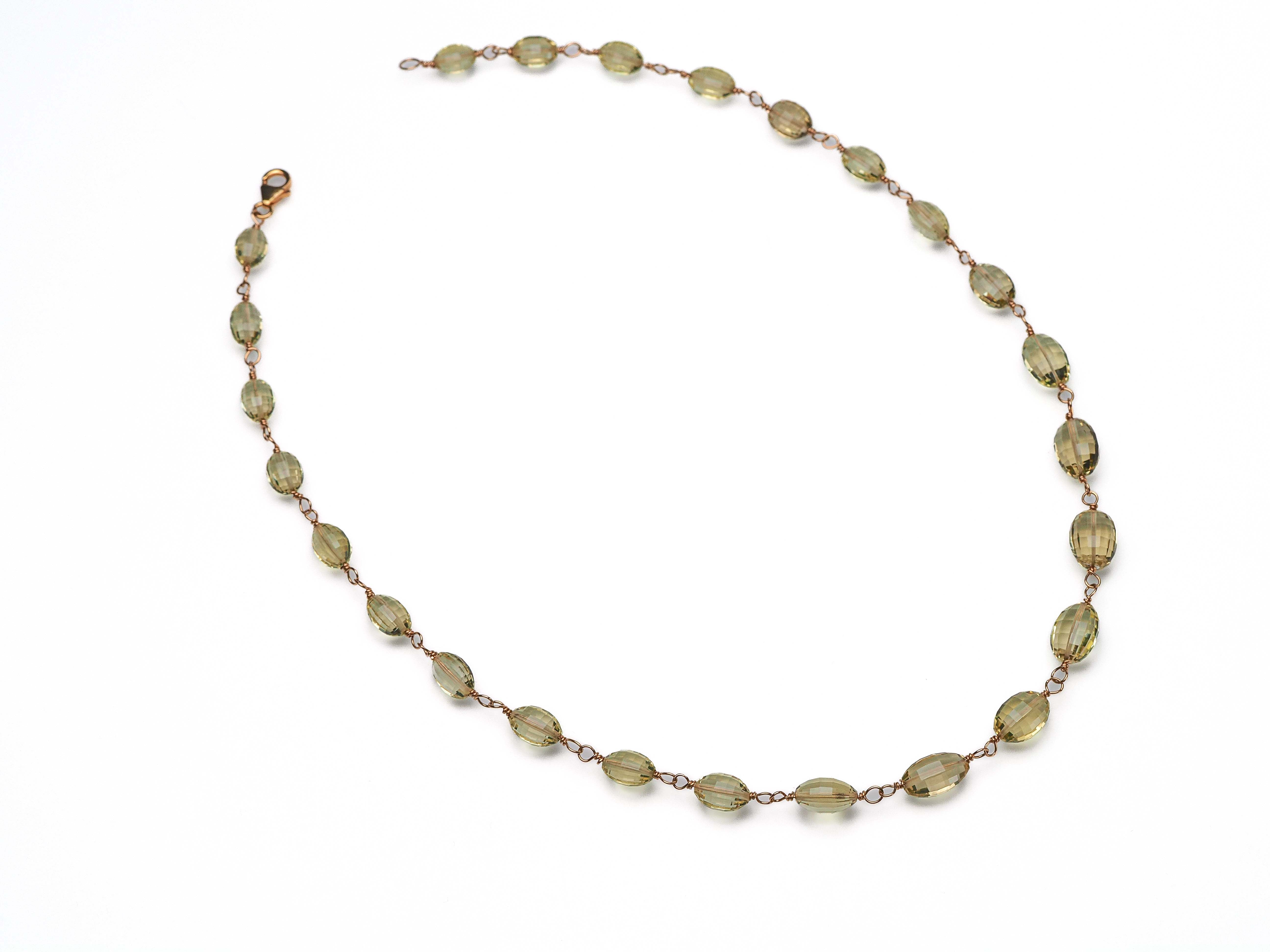 Citrin Rosenkranz Kette Lemon Quarz goldfilled Draht - elstardesign