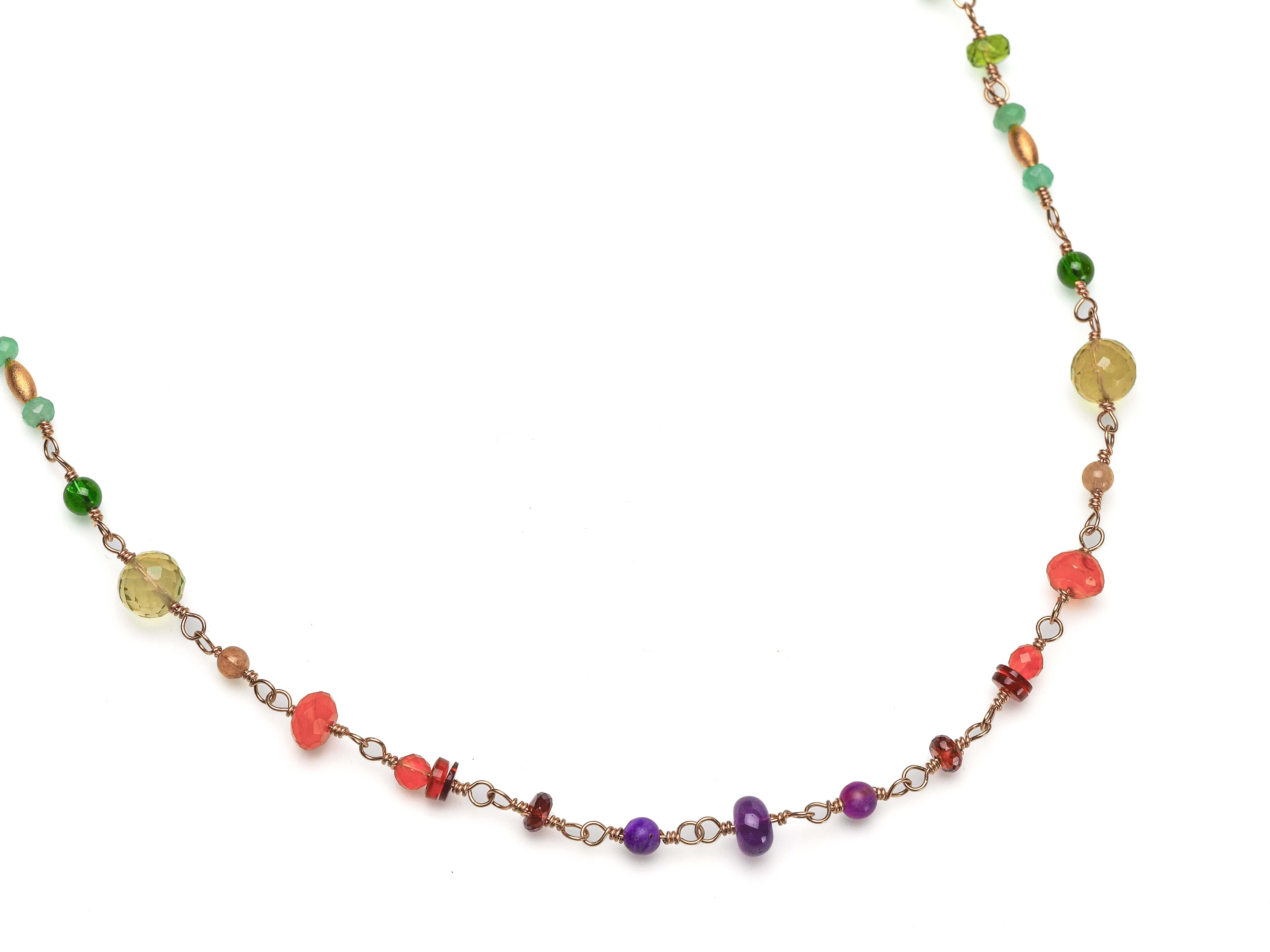 Rosenkranz Kette mit bunten Edelsteinen Gold filled Rosary Halskette AAA Qualität - elstardesign