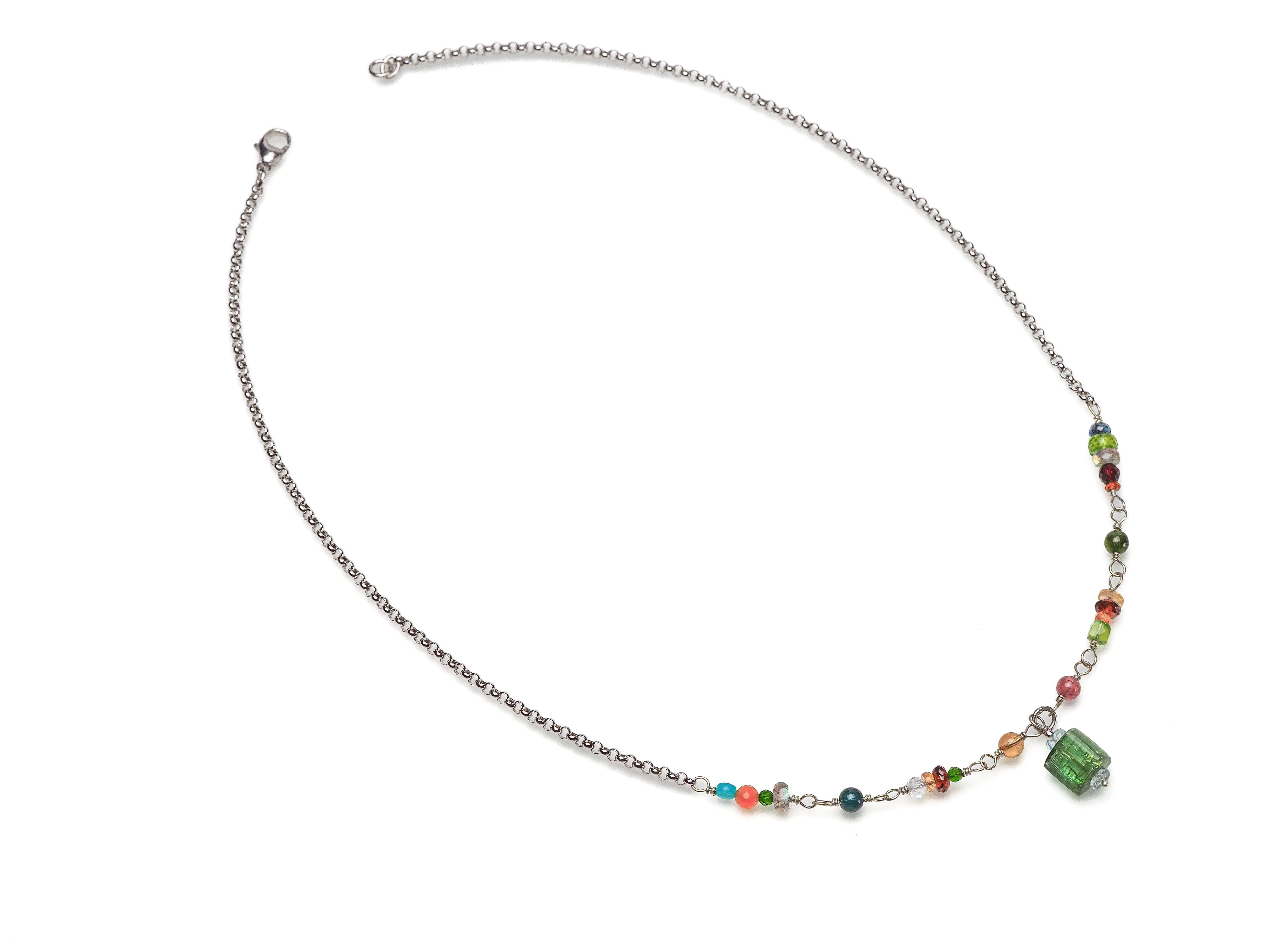Turmalin Kette 925er Silber Rosary Halskette - elstardesign