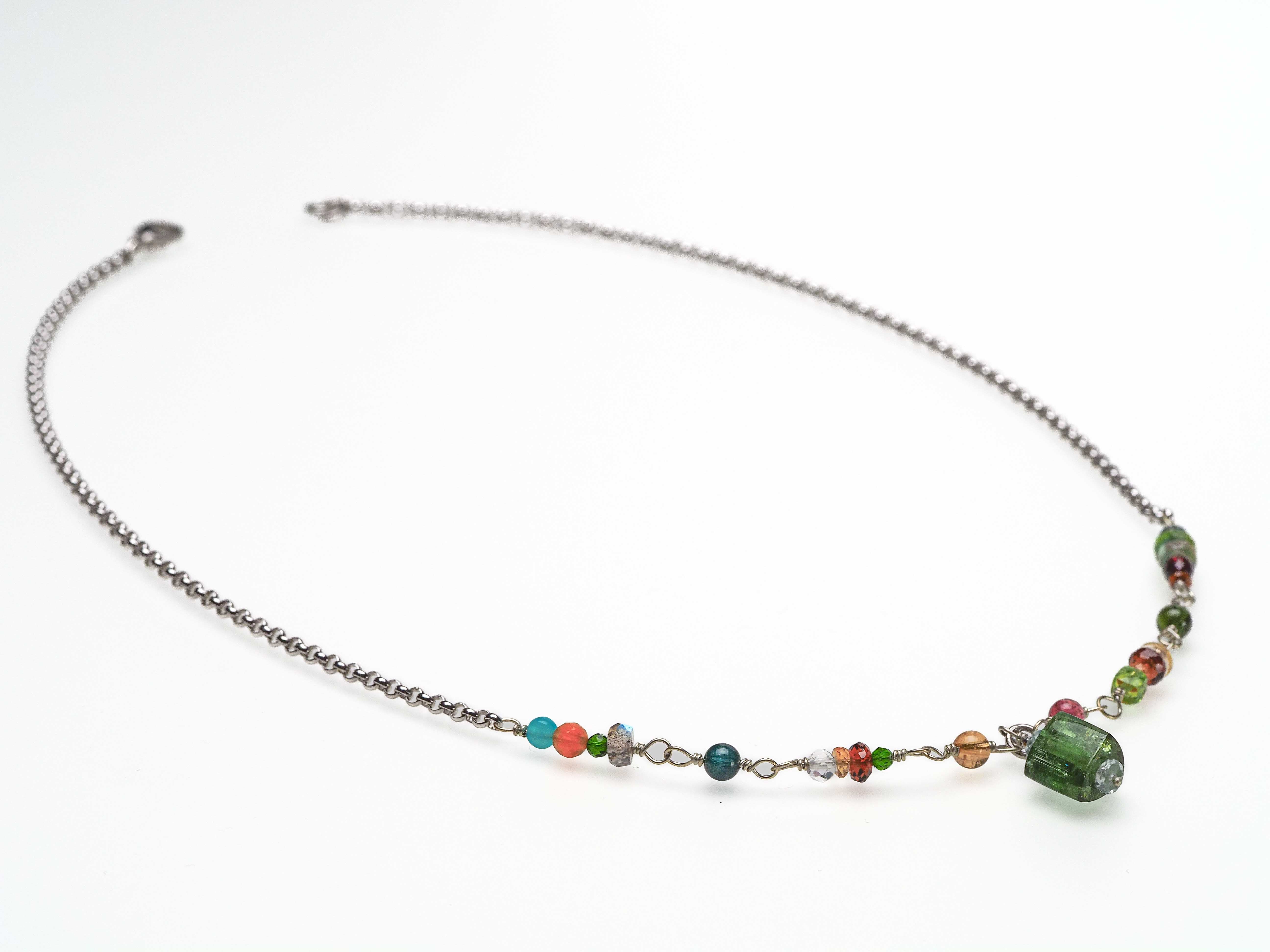 Turmalin Kette 925er Silber Rosary Halskette