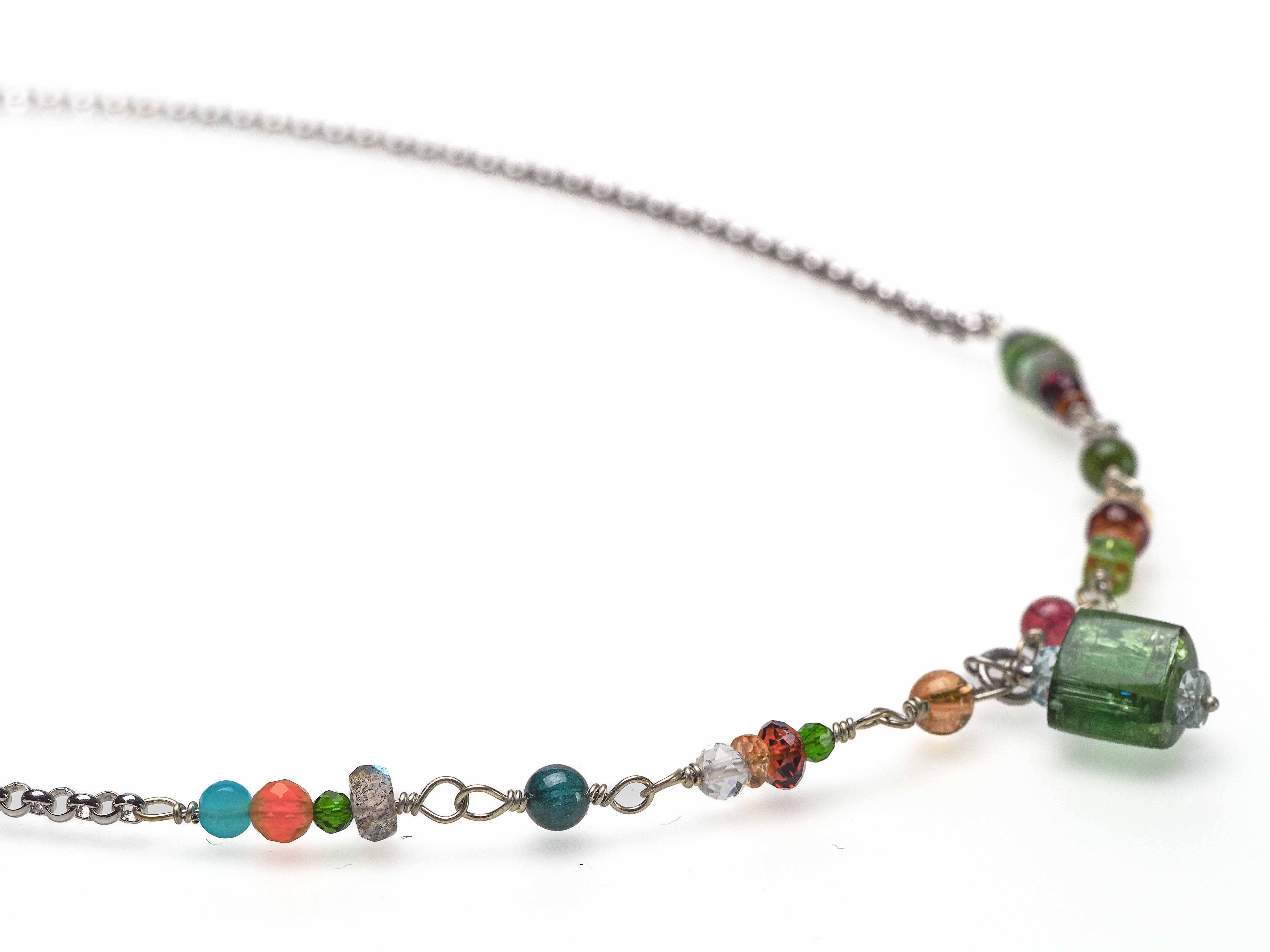 Turmalin Kette 925er Silber Rosary Halskette