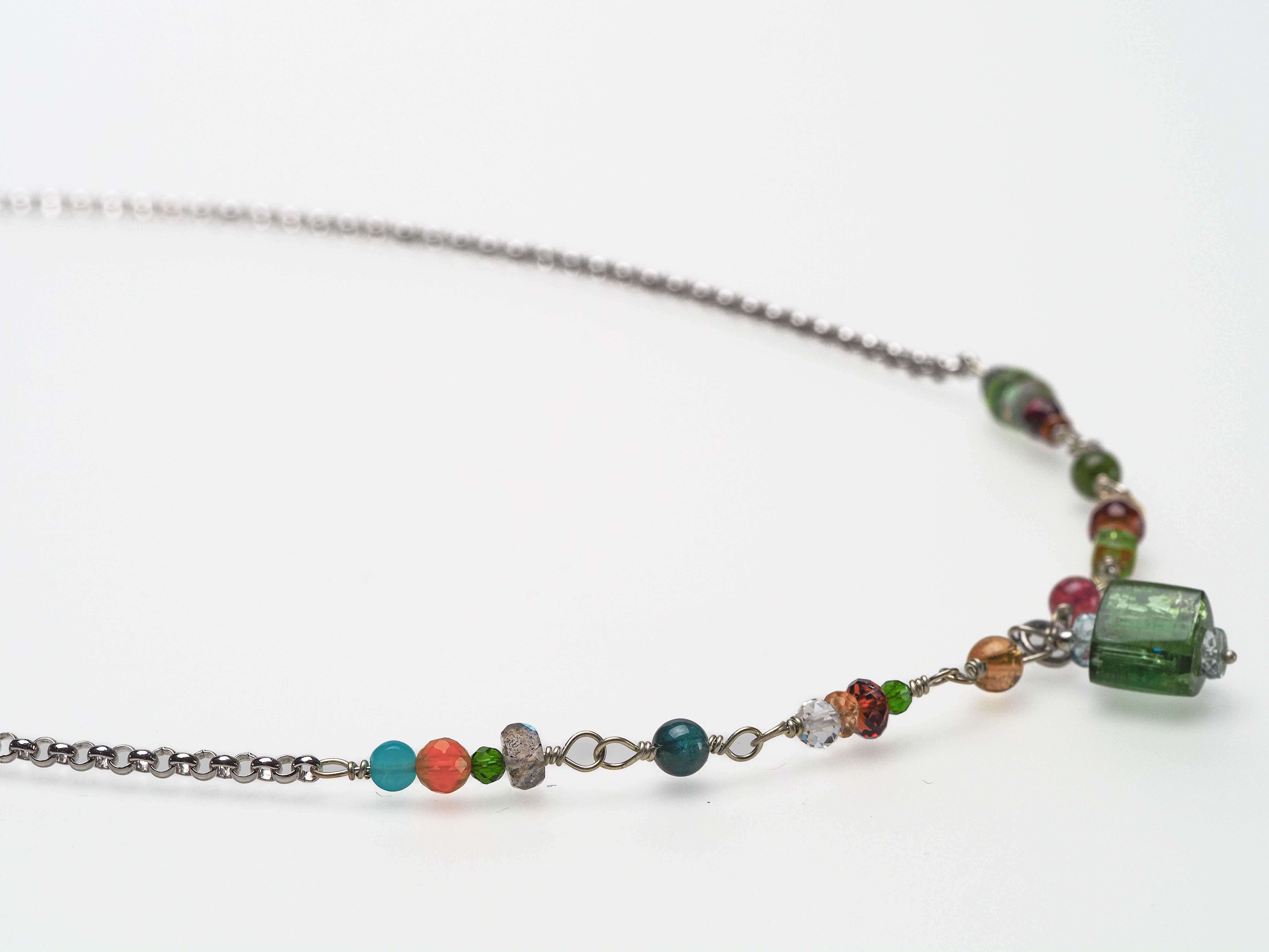 Turmalin Kette 925er Silber Rosary Halskette - elstardesign