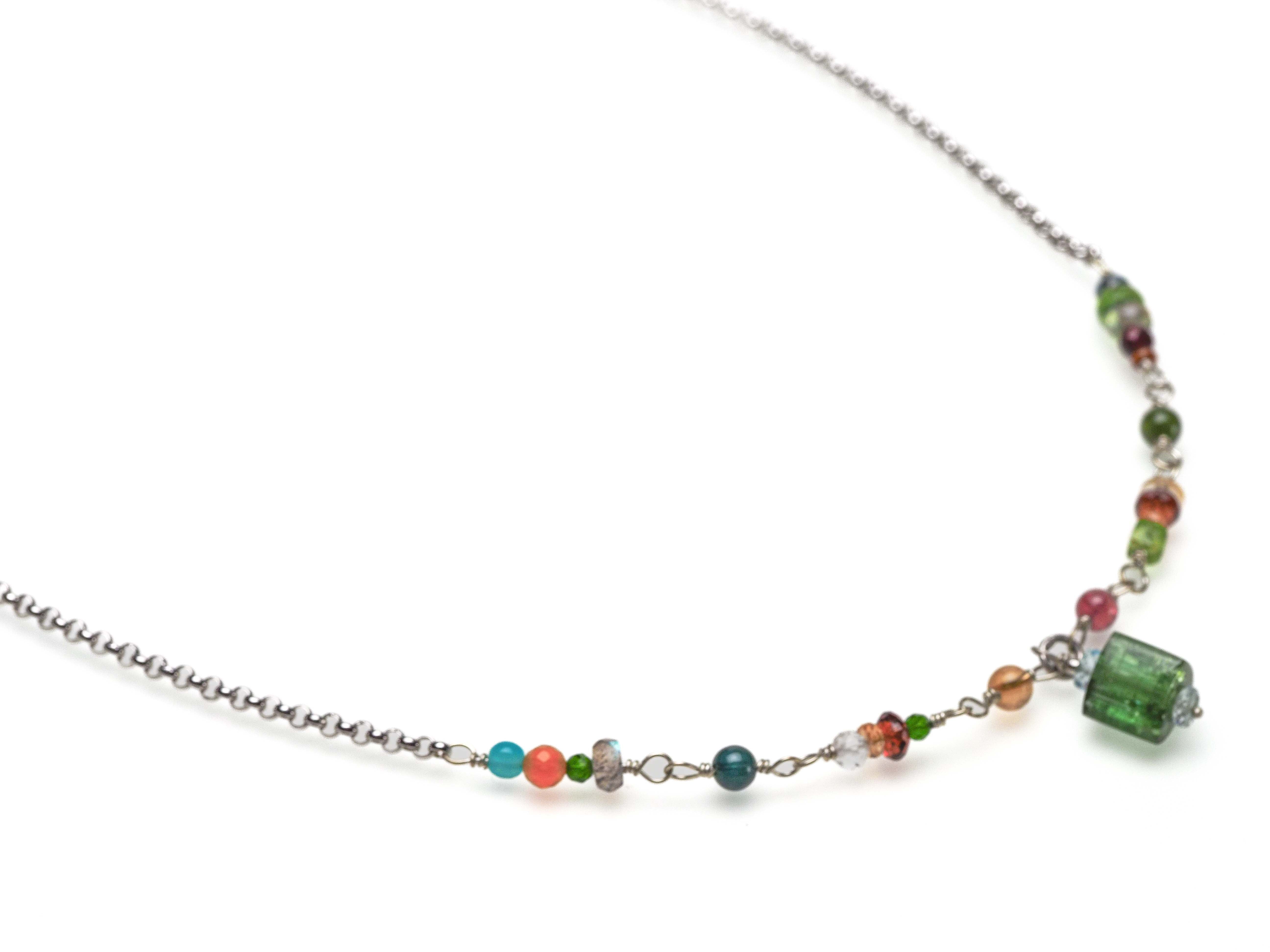 Turmalin Kette 925er Silber Rosary Halskette - elstardesign