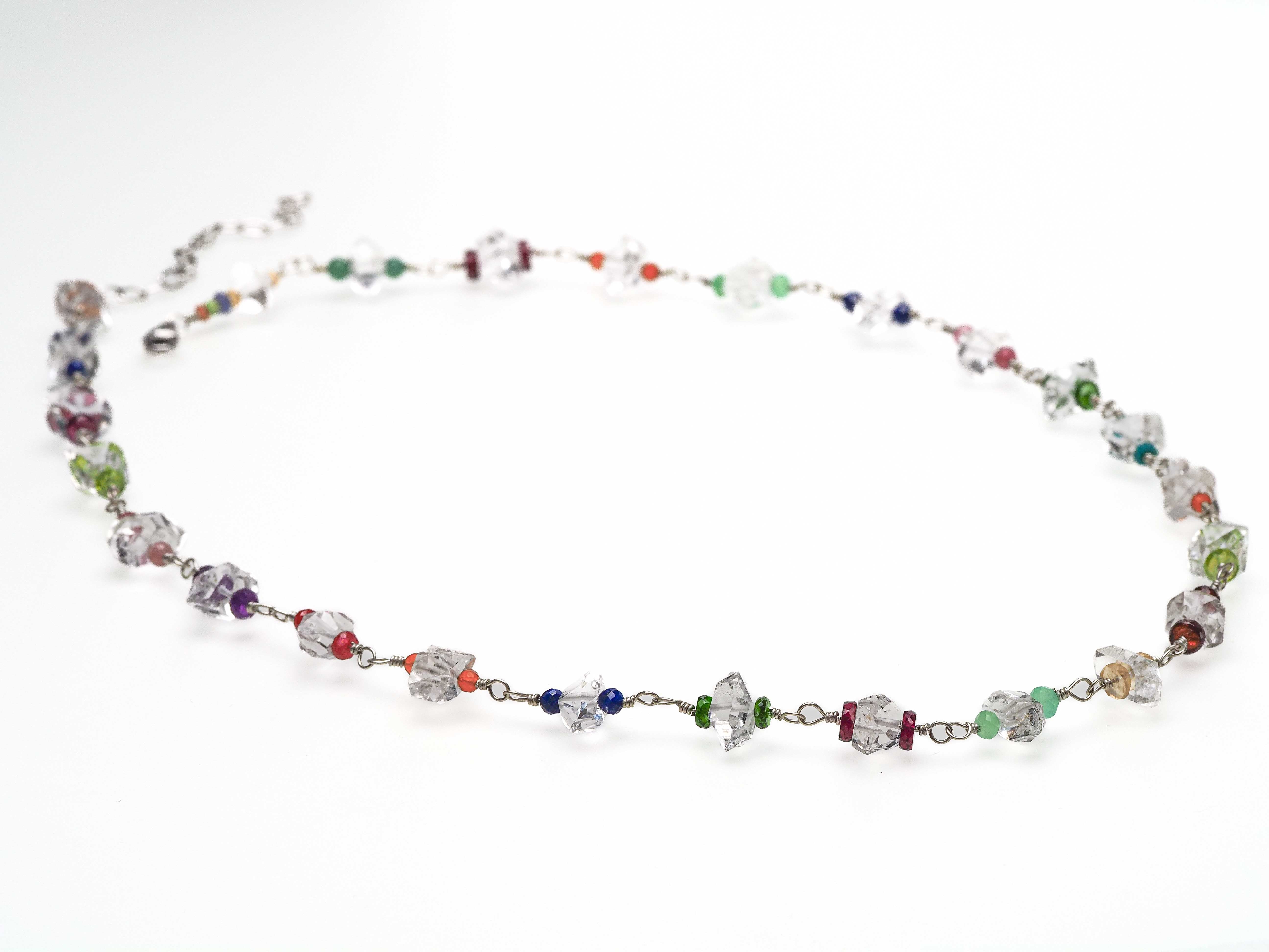 bunte Herkimer Diamant Rosenkranz Kette Turmalin Rubin - elstardesign