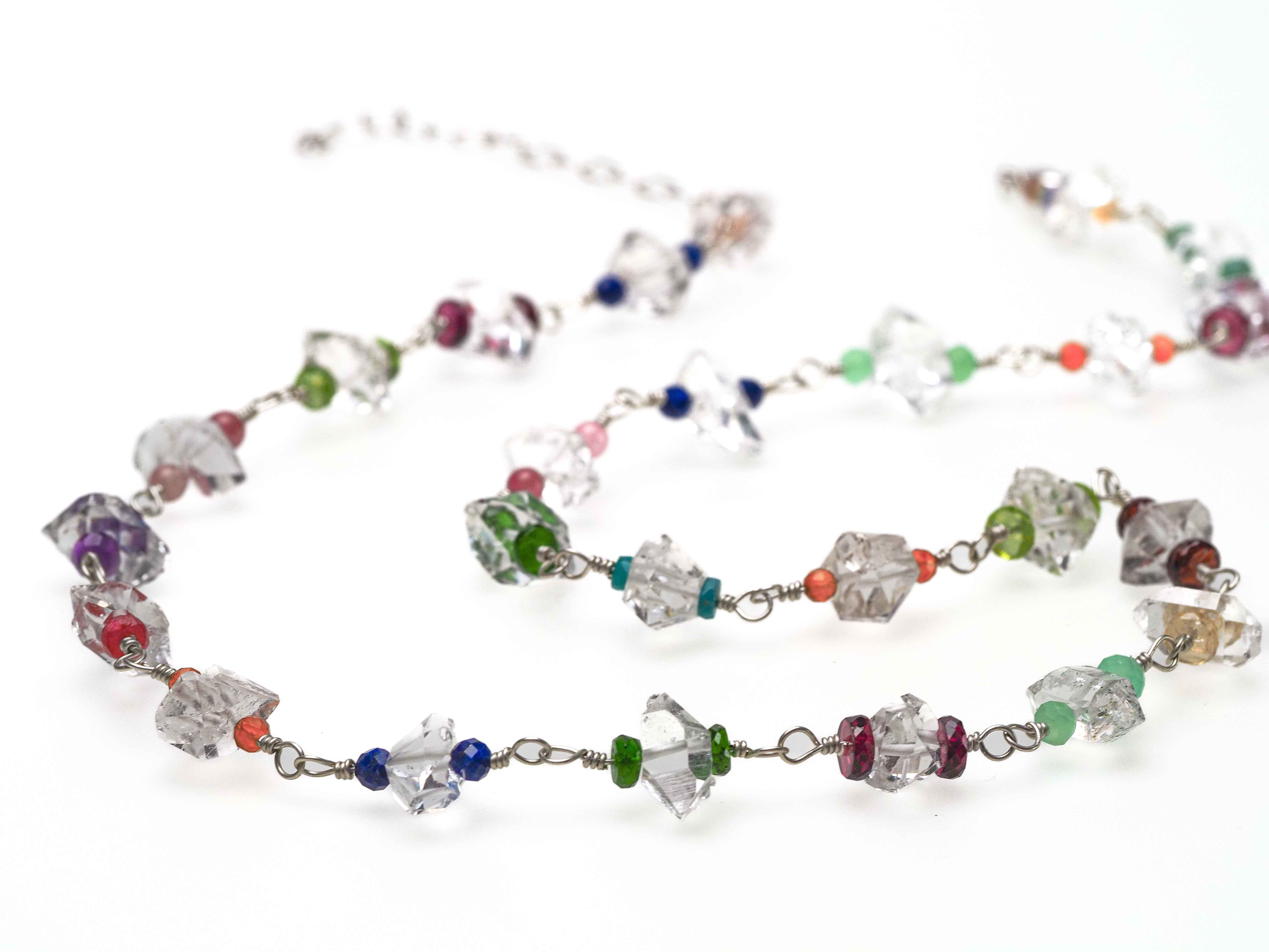 bunte Herkimer Diamant Rosenkranz Kette Turmalin Rubin - elstardesign