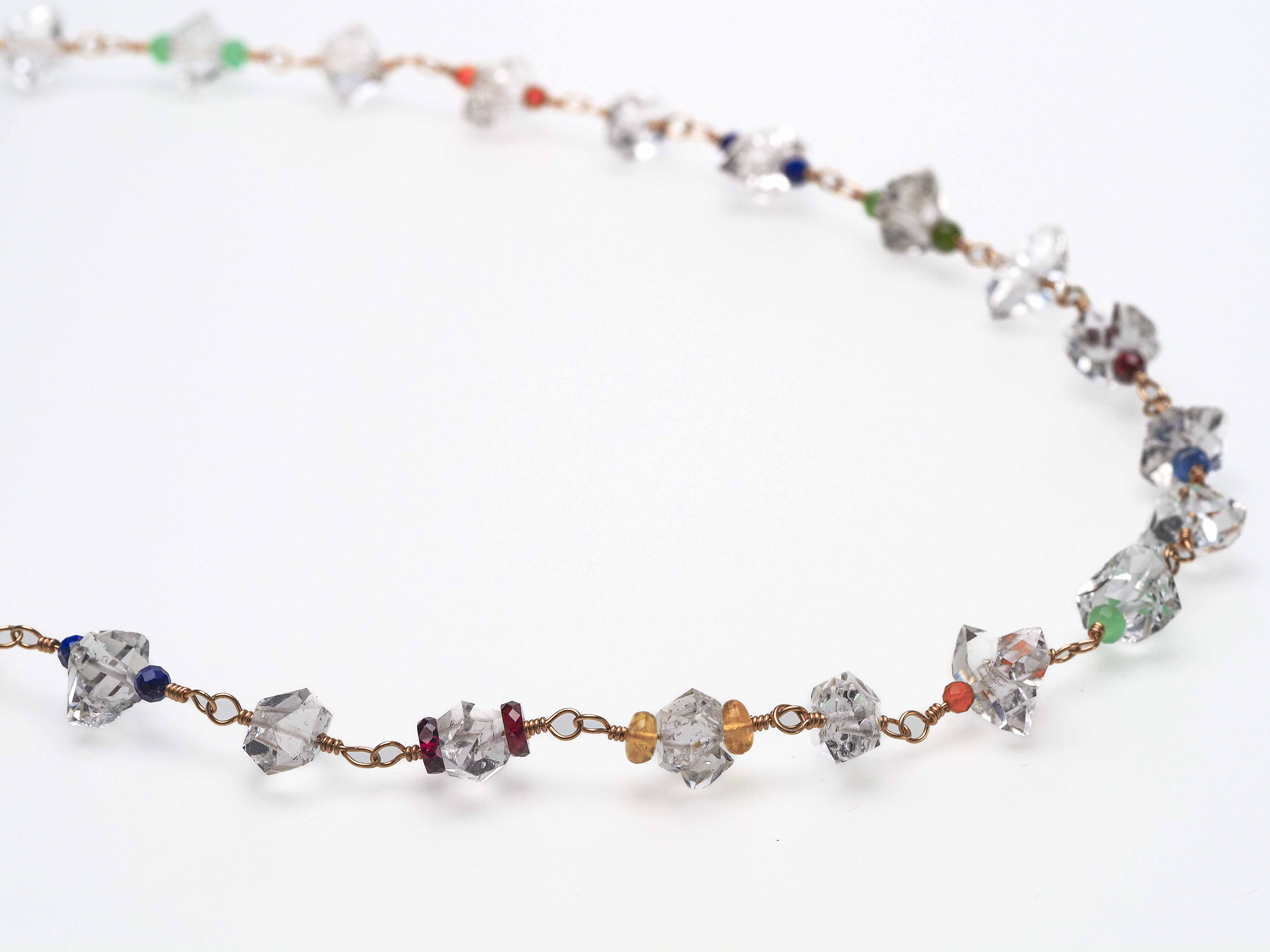bunte Herkimer Diamant Rosenkranz Kette Bergkristall - elstardesign
