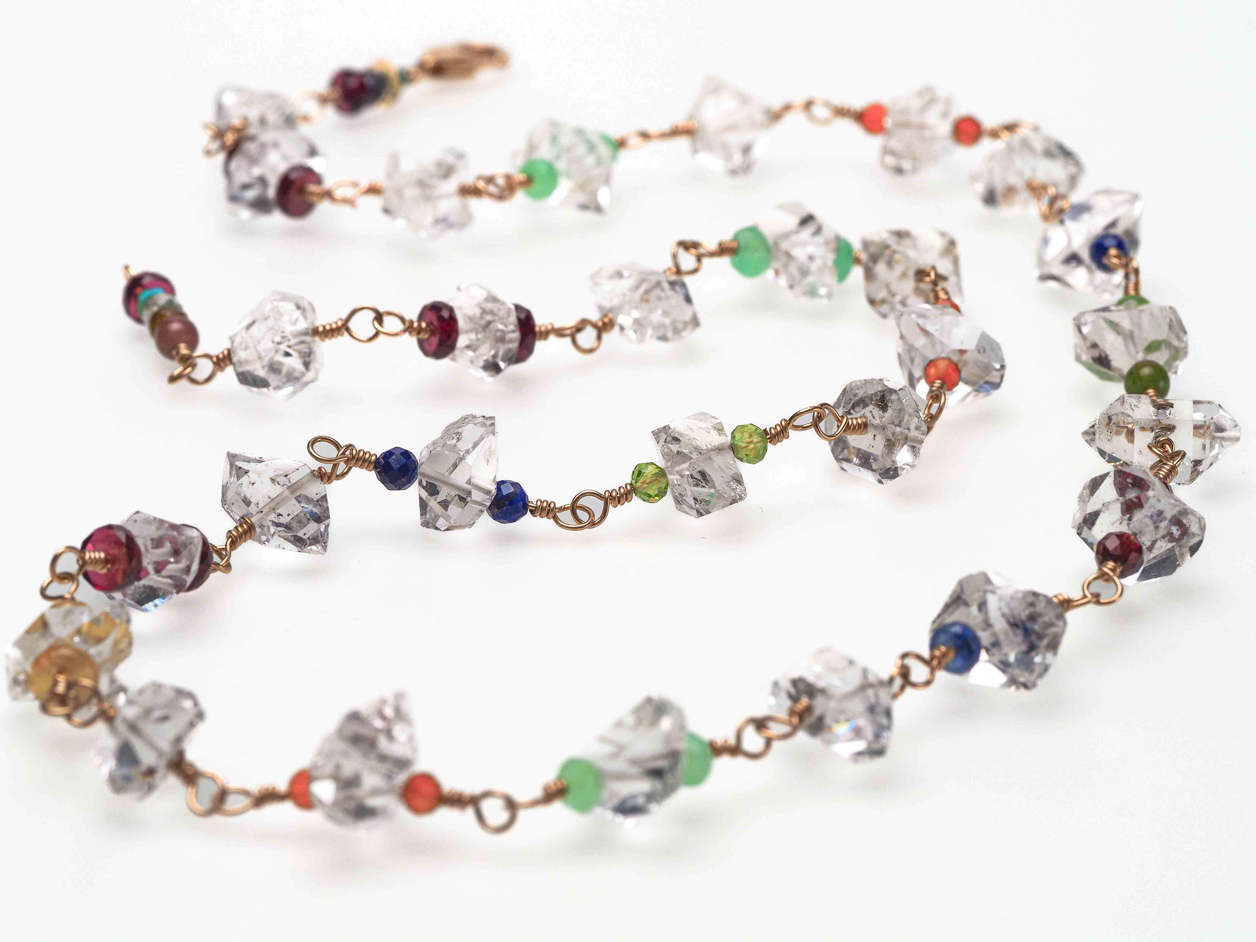 bunte Herkimer Diamant Rosenkranz Kette Bergkristall - elstardesign