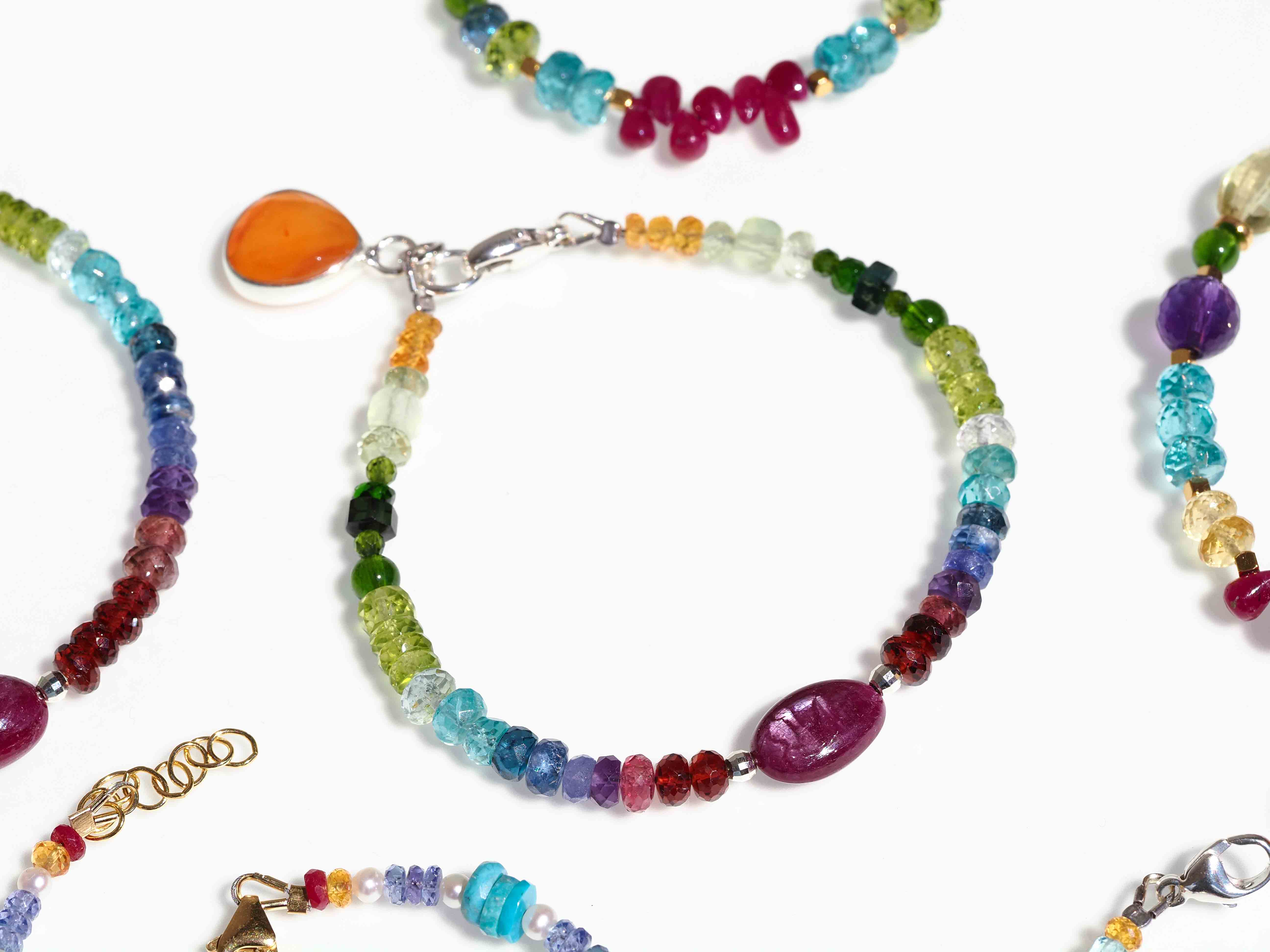Farbintensives Edelstein Armband Multi Color – 925 Silber