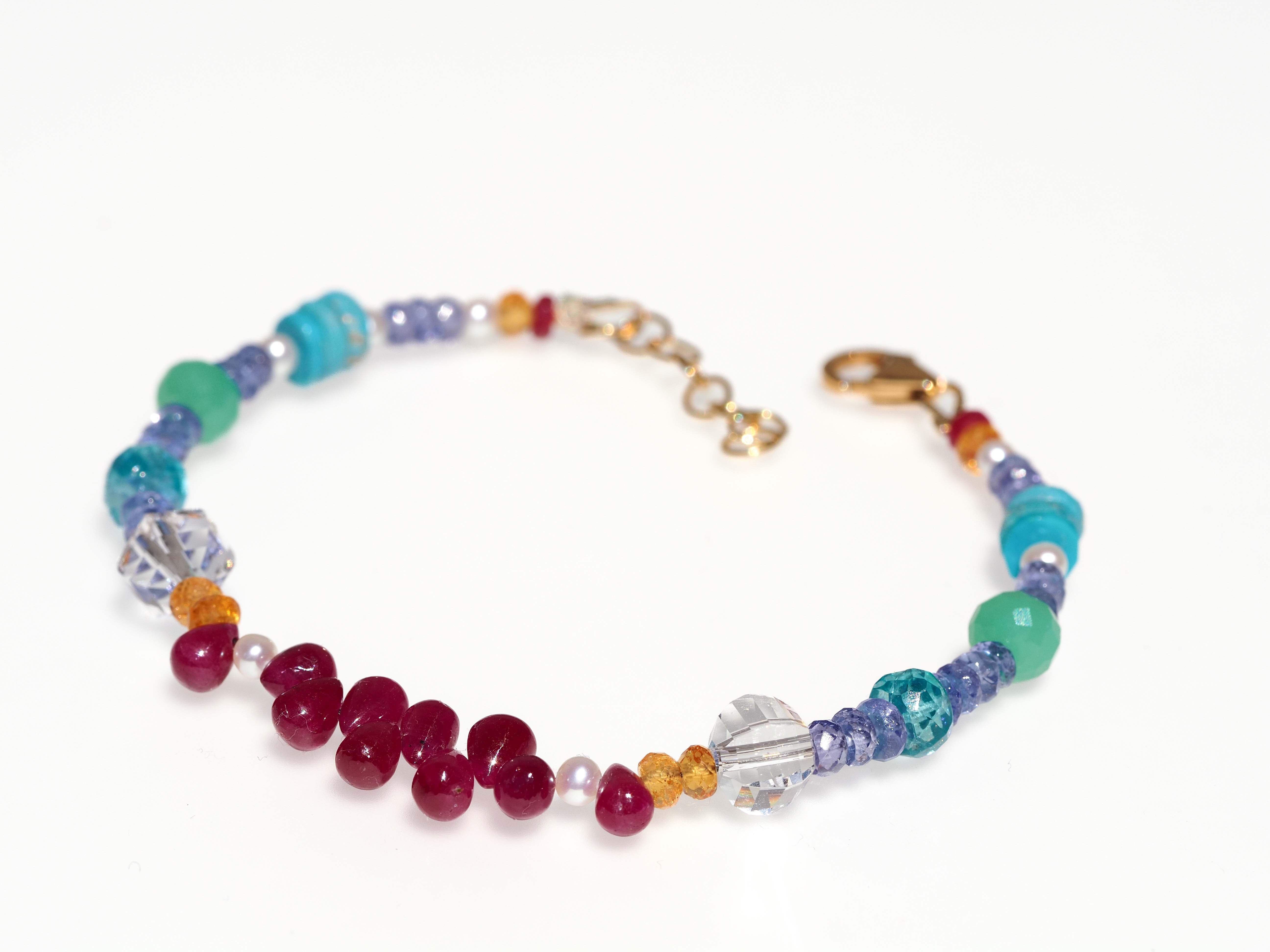 Farbintensives Edelstein Armband echt gold filled