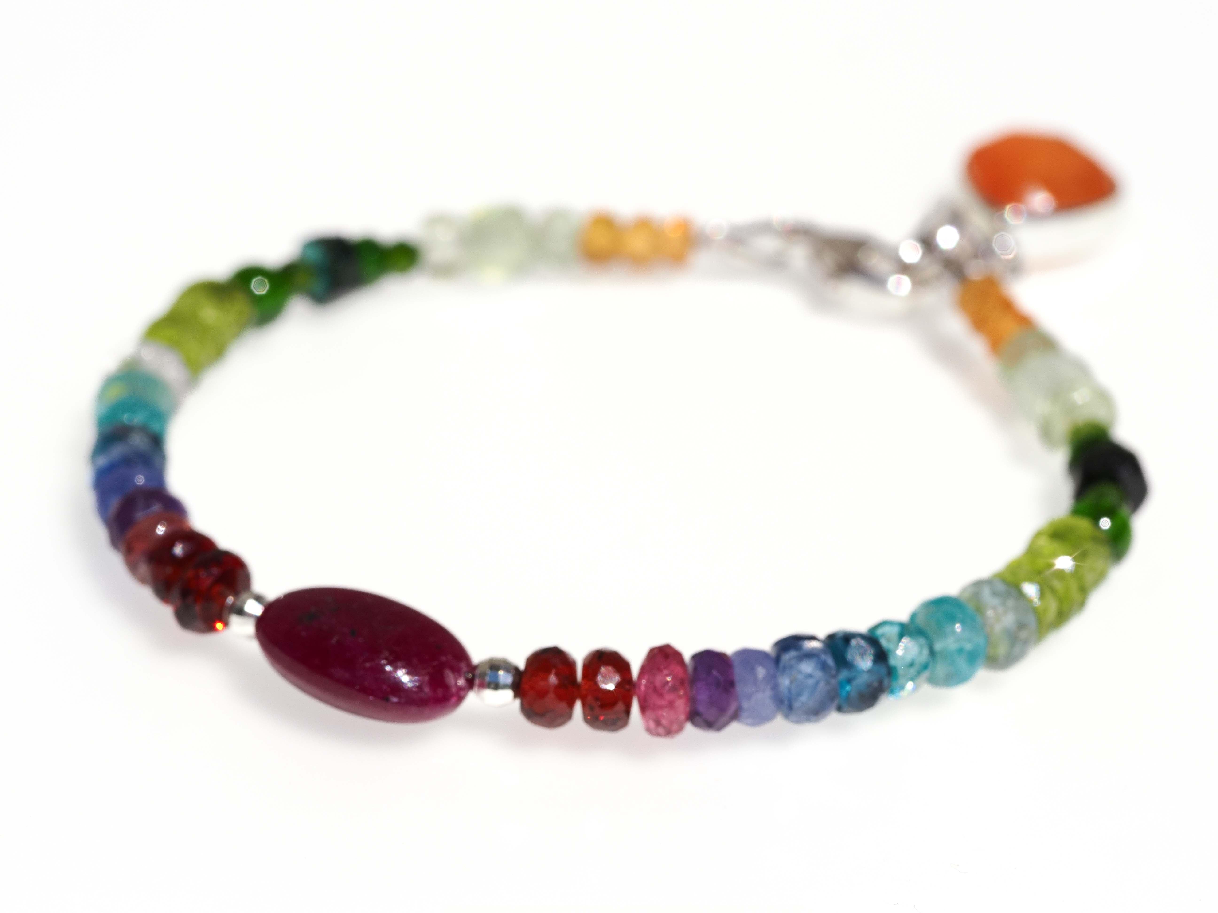 Farbintensives Edelstein Armband Multi Color – 925 Silber