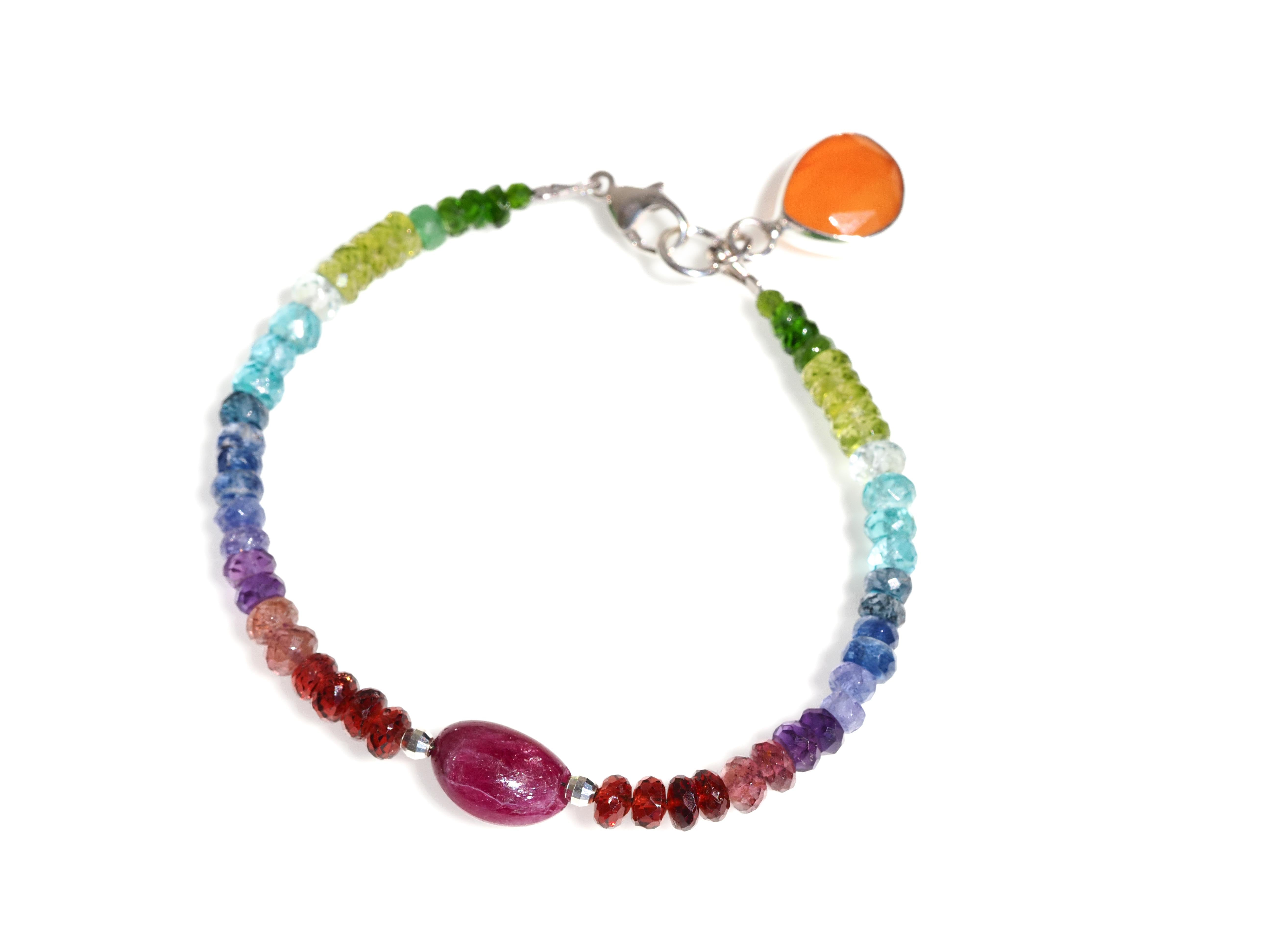 Farbintensives Edelstein Armband Multi Color – 925 Silber