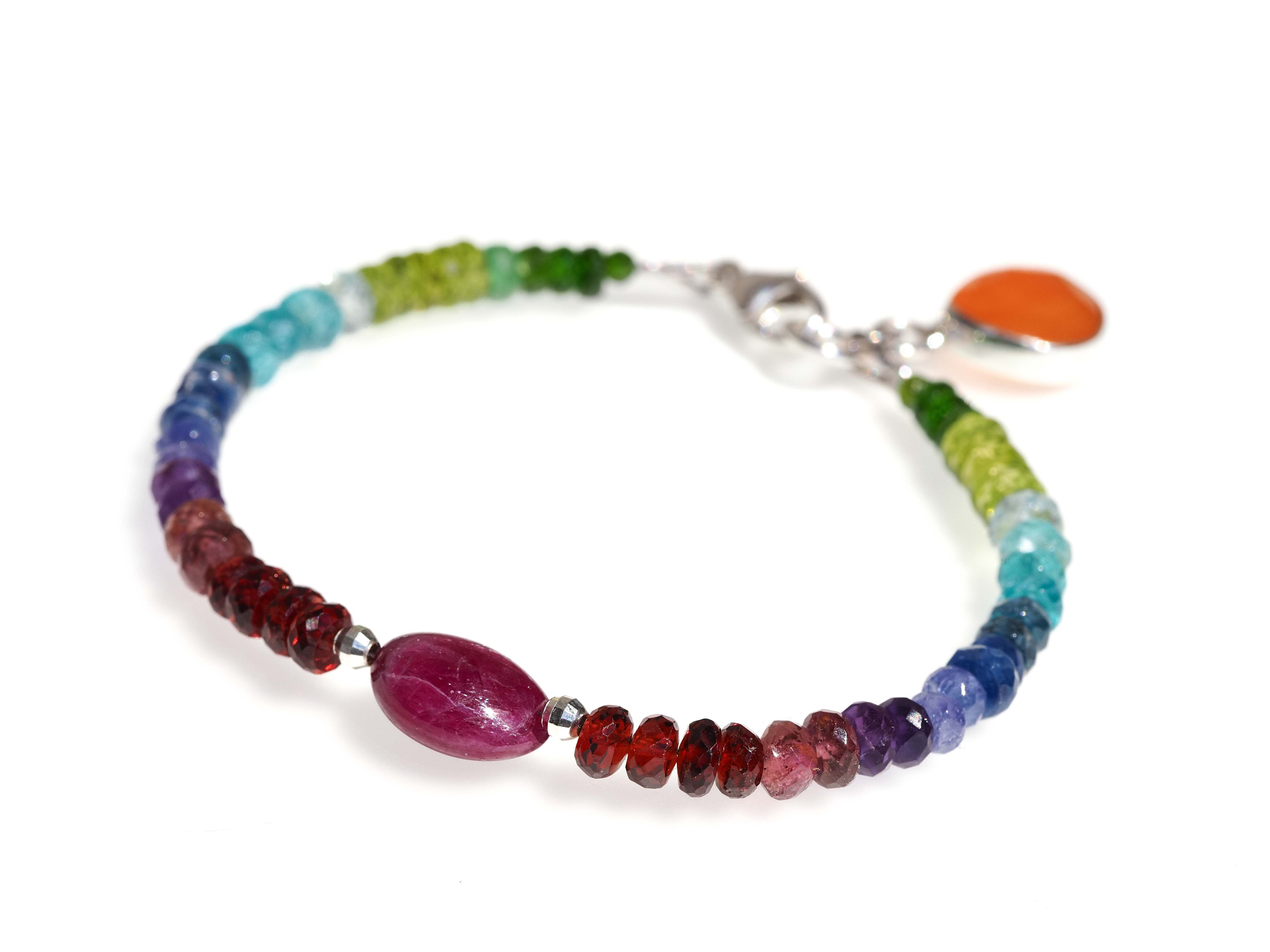 Farbintensives Edelstein Armband Multi Color – 925 Silber