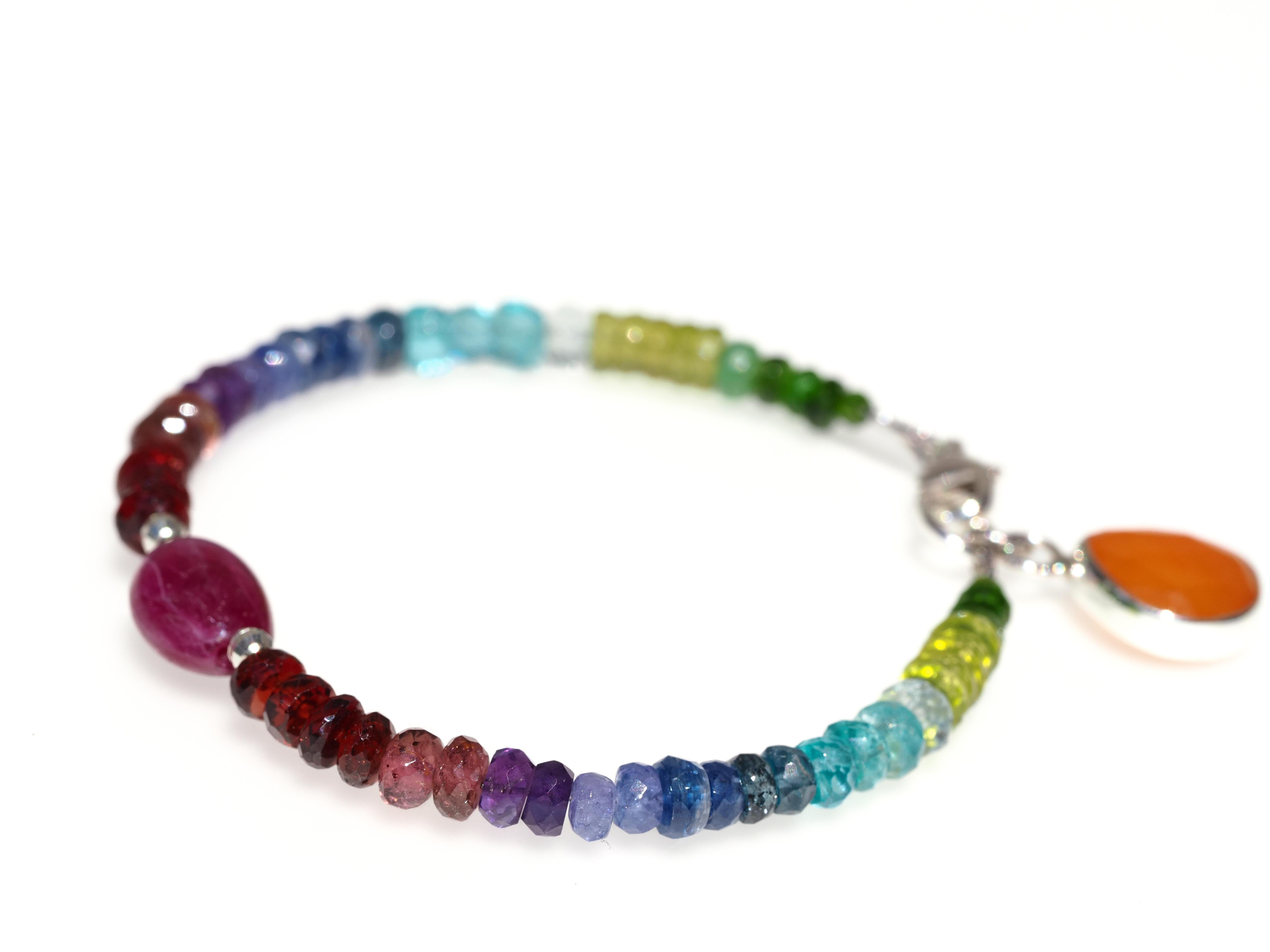 Farbintensives Edelstein Armband Multi Color – 925 Silber