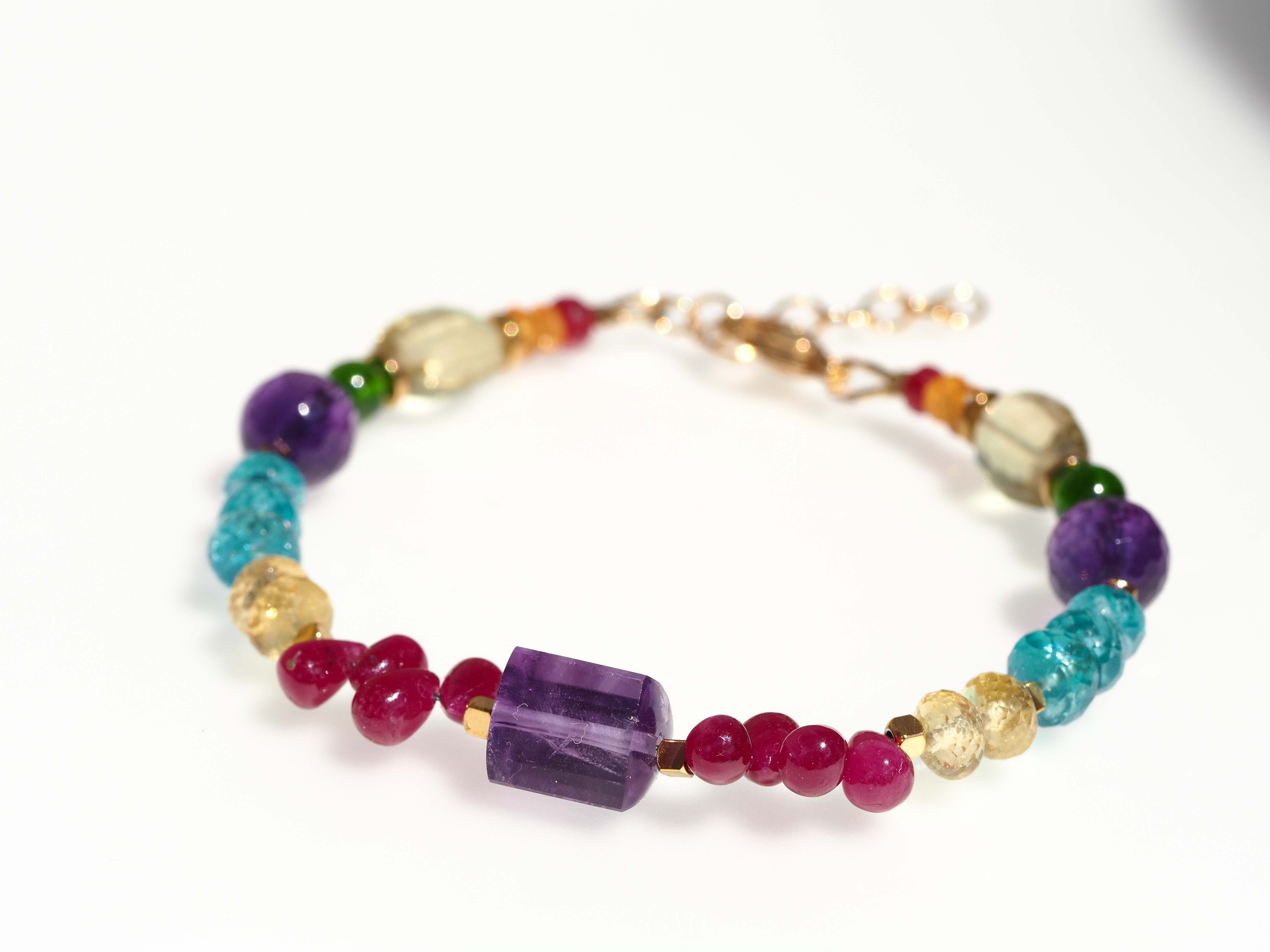 Farbintensives Edelstein Armband echt gold filled
