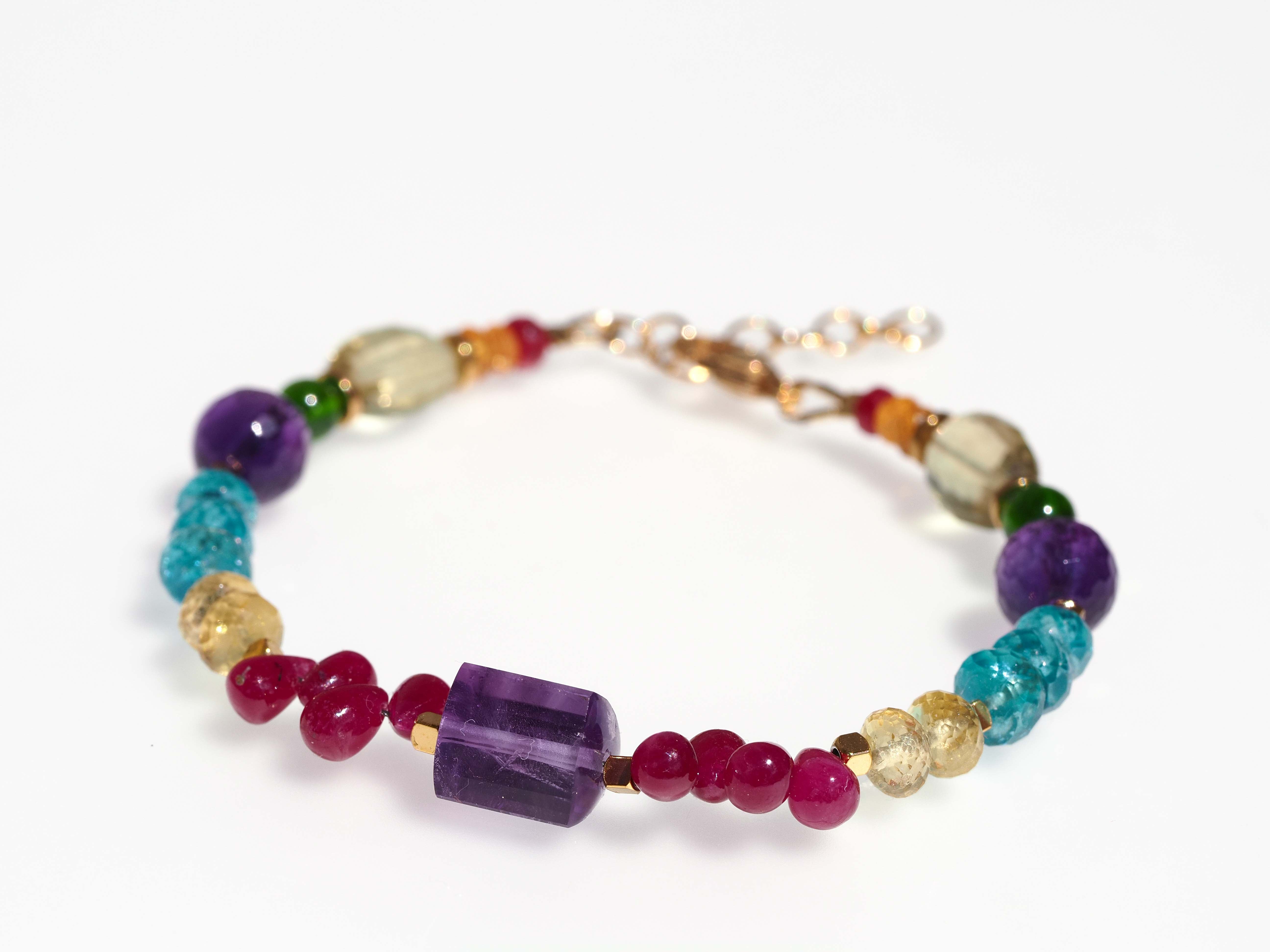 Farbintensives Edelstein Armband echt gold filled