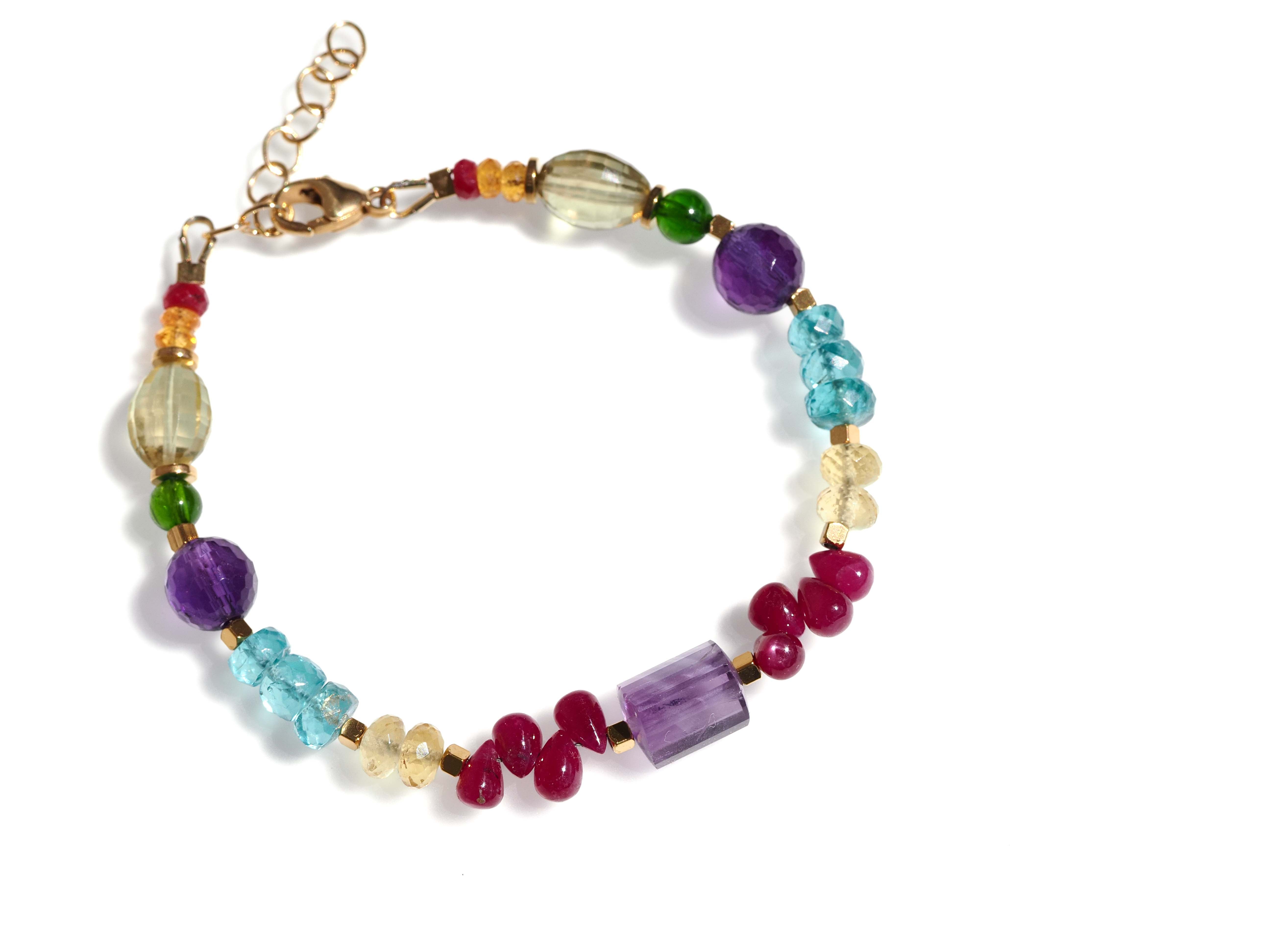 Farbintensives Edelstein Armband echt gold filled