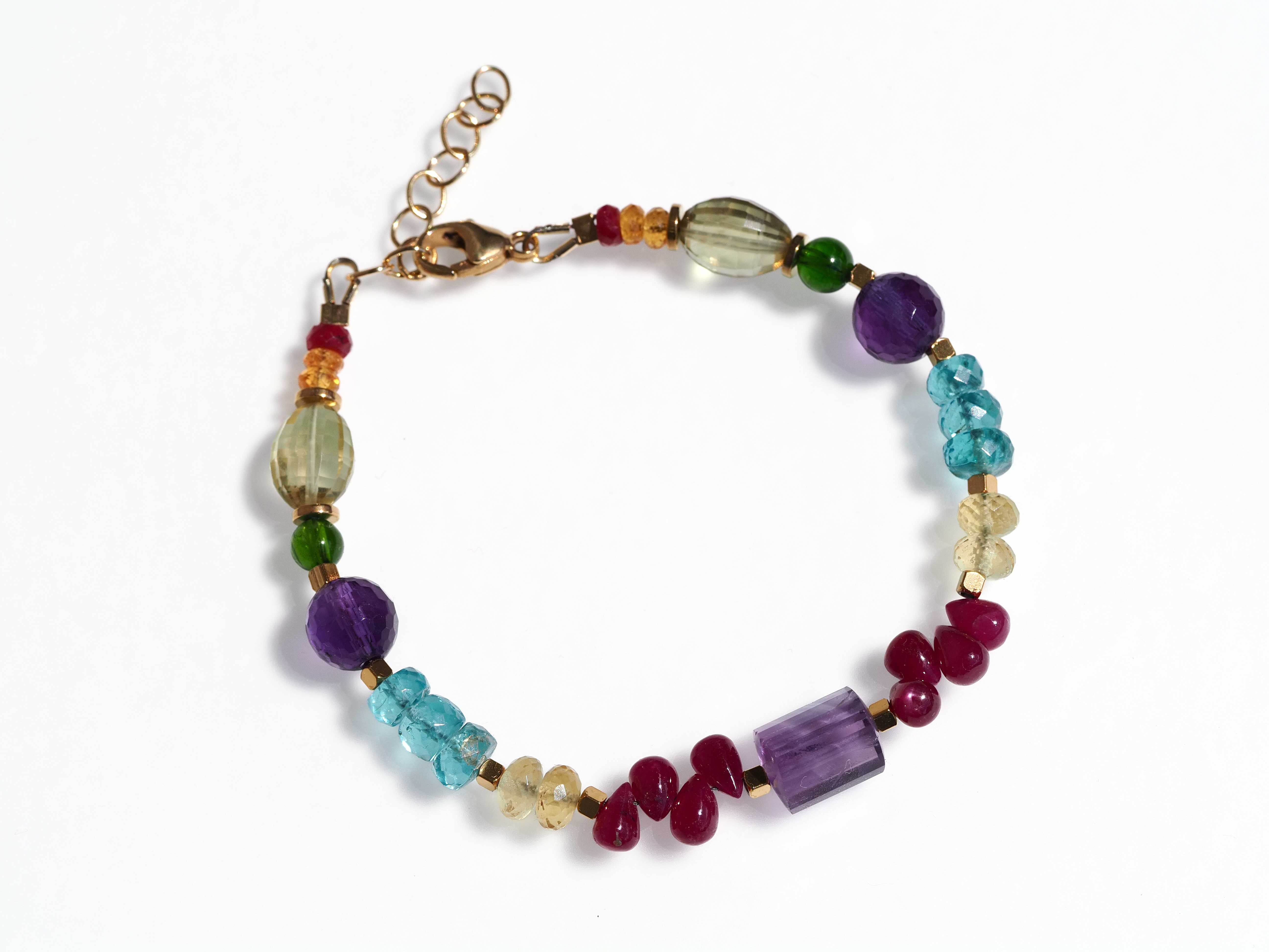 Farbintensives Edelstein Armband echt gold filled