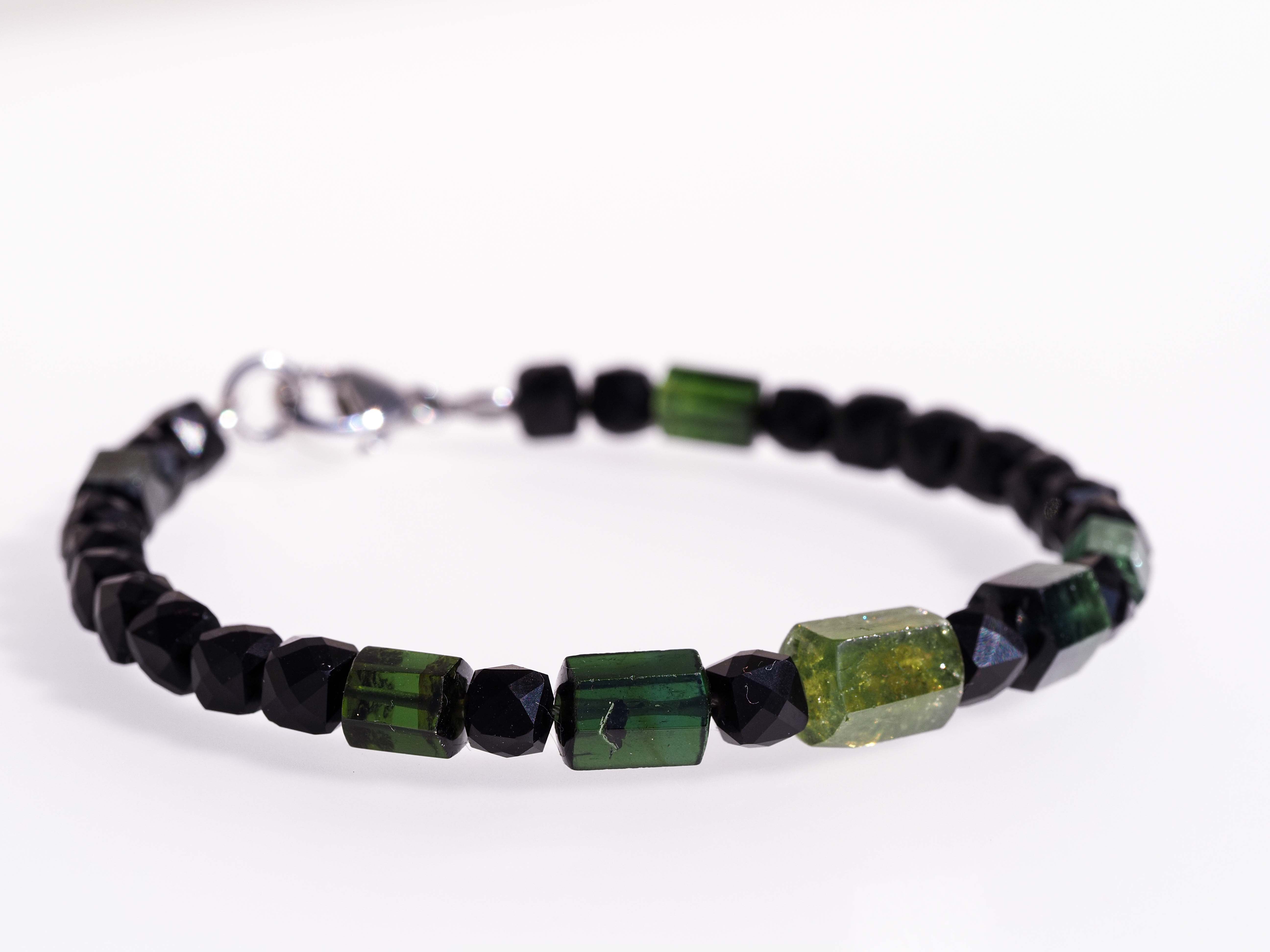 Exklusives grünes Turmalin Armband mit 925 Silber Unikat - elstardesign