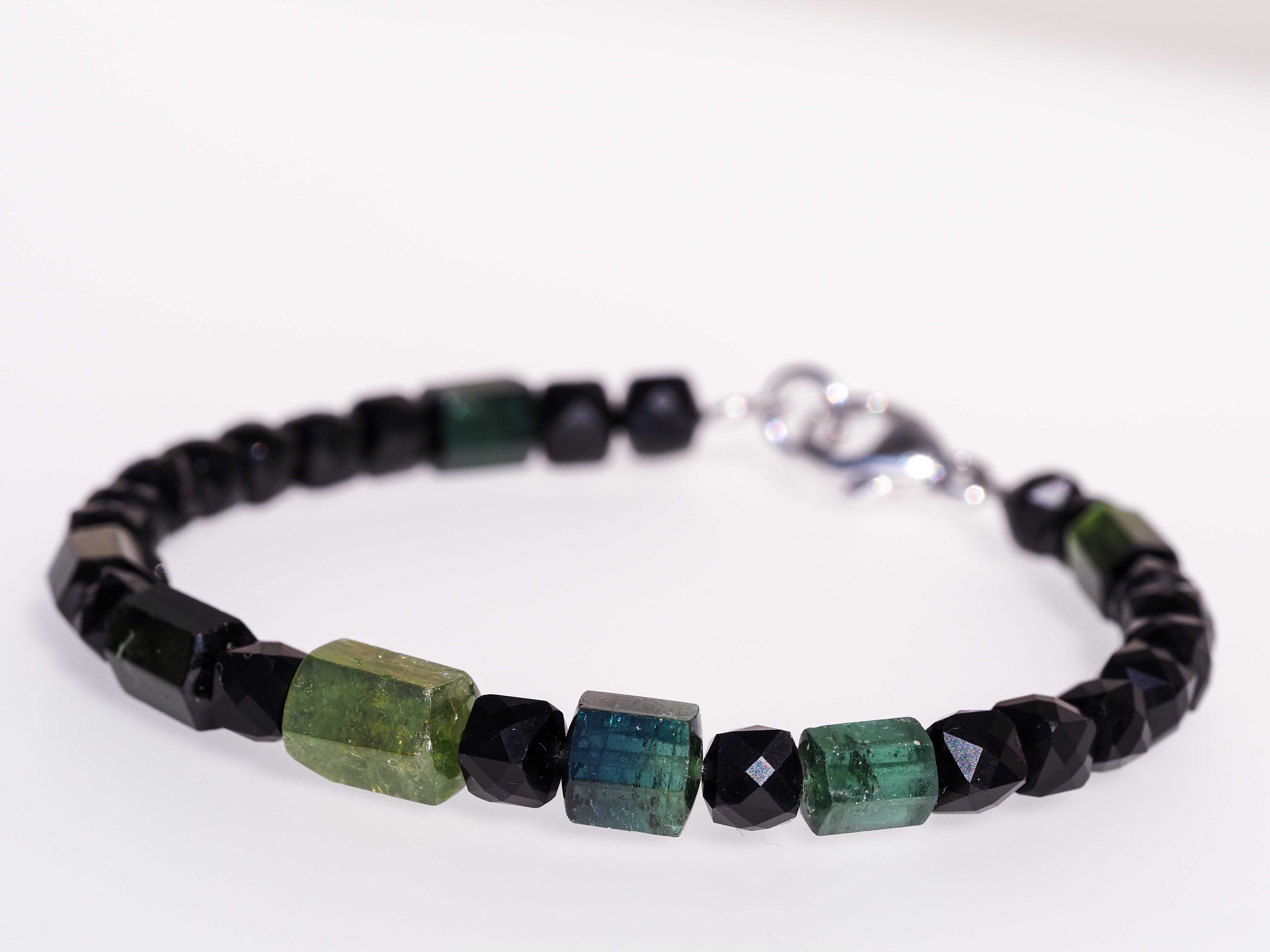 Exklusives grünes Turmalin Armband mit 925 Silber Unikat - elstardesign