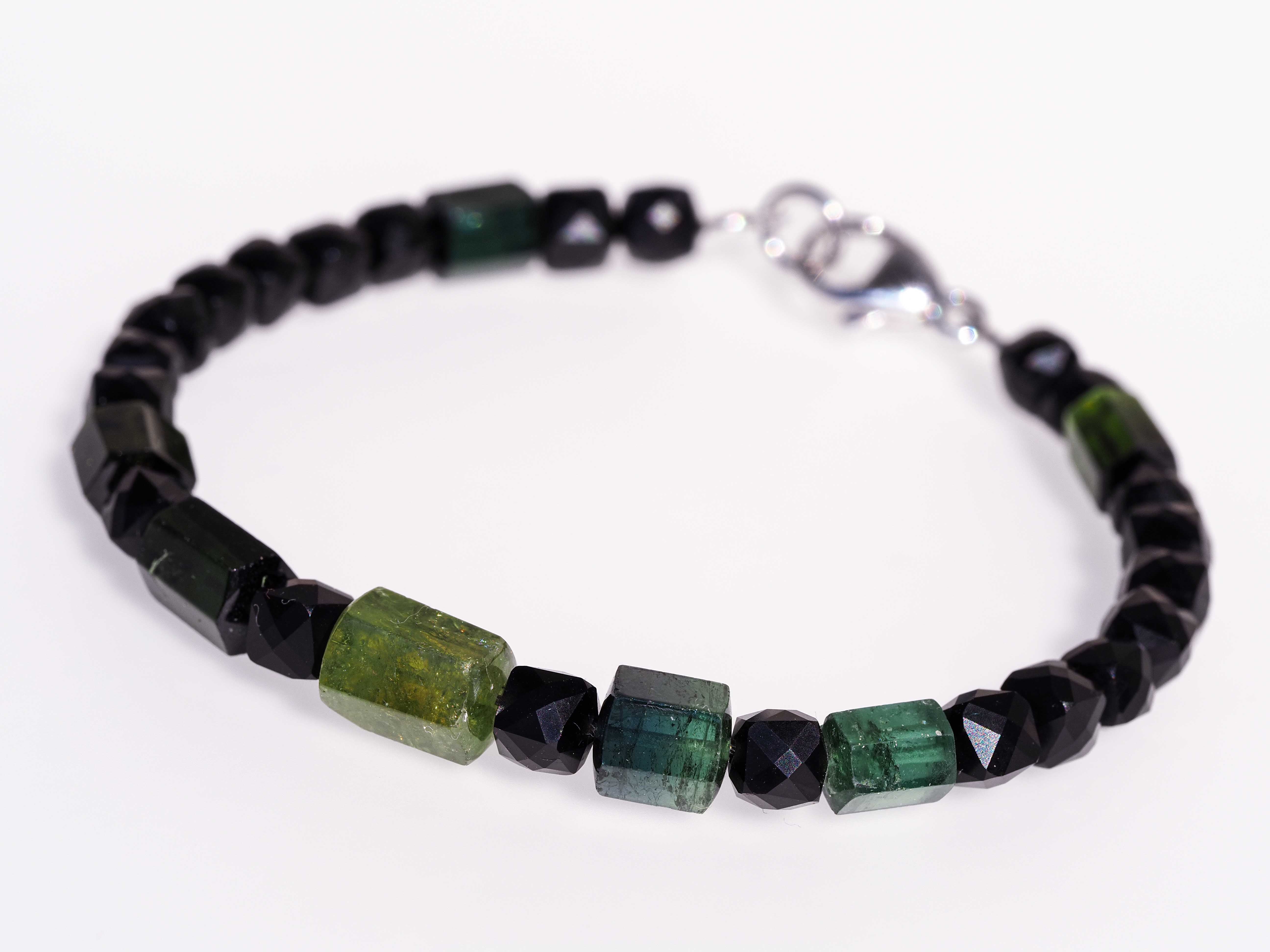 Exklusives grünes Turmalin Armband mit 925 Silber Unikat - elstardesign